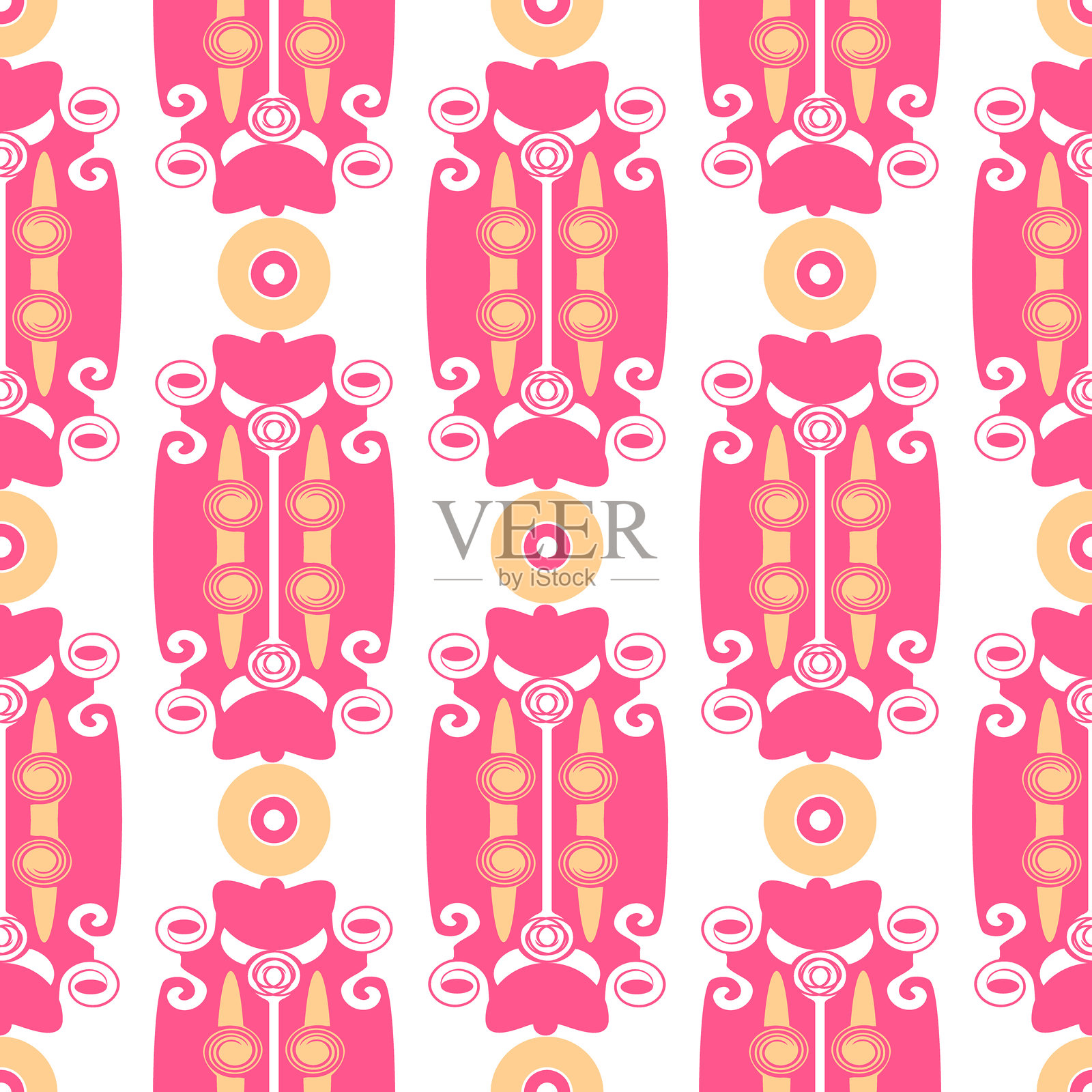 彩色漩涡元素无缝图案。插画图片素材