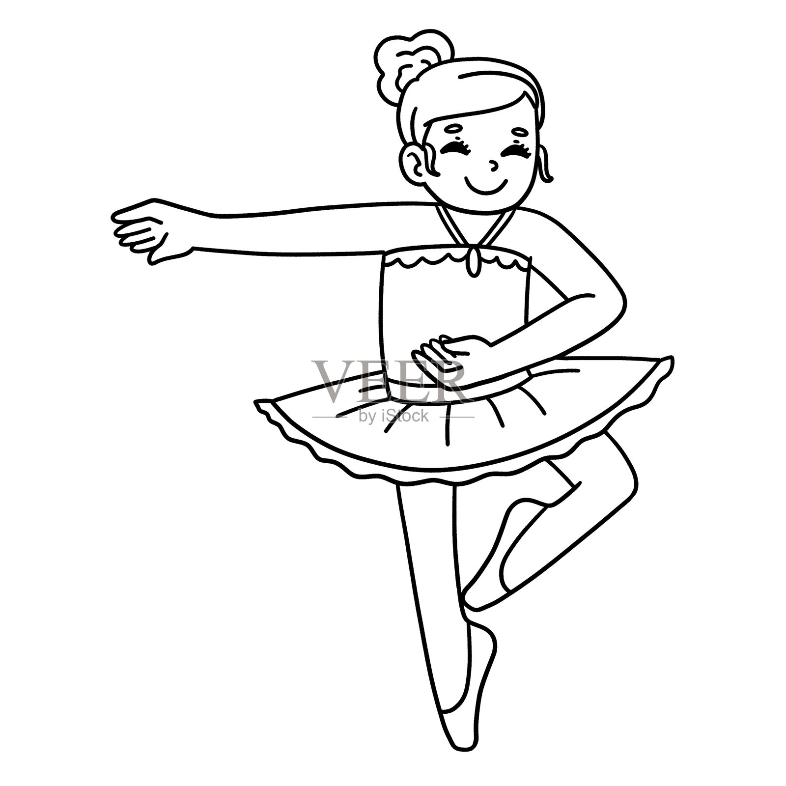 独舞者在旋转中表演,背景为单色涂鸦插画图片素材