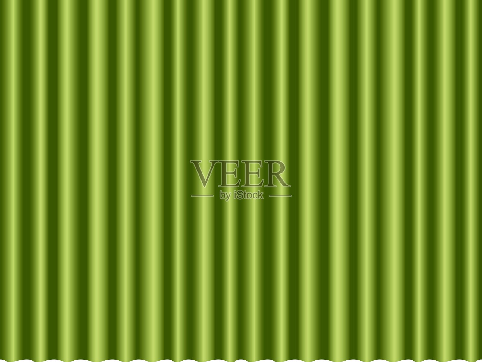 窗帘,4个黄绿色的插画图片素材