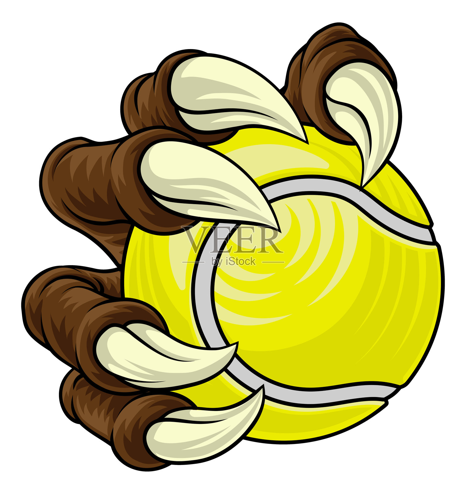 网球球爪卡通怪兽动物手插画图片素材