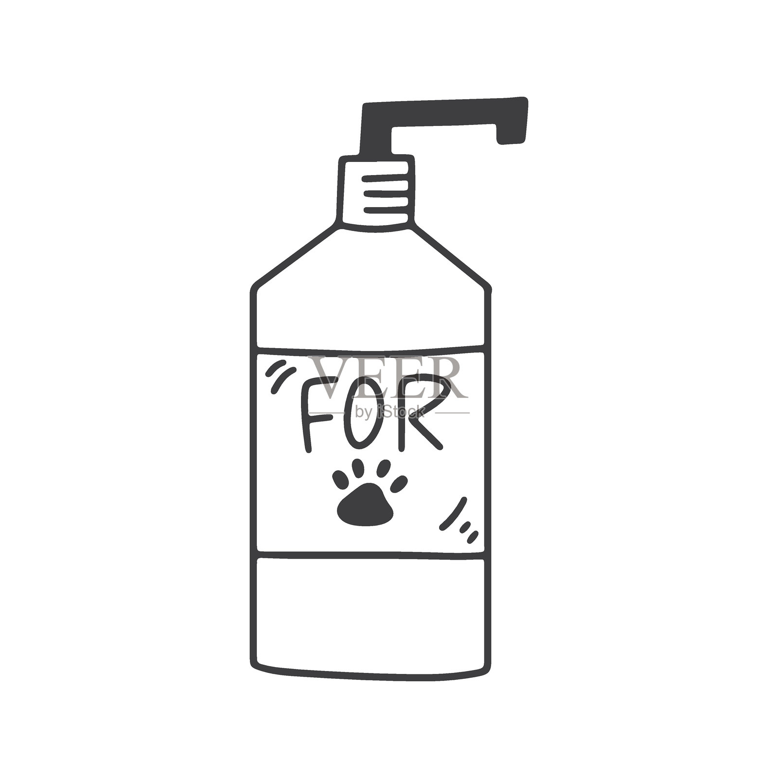 洗宠物的洗发水或凝胶,狗或猫。涂鸦矢量插图。插画图片素材