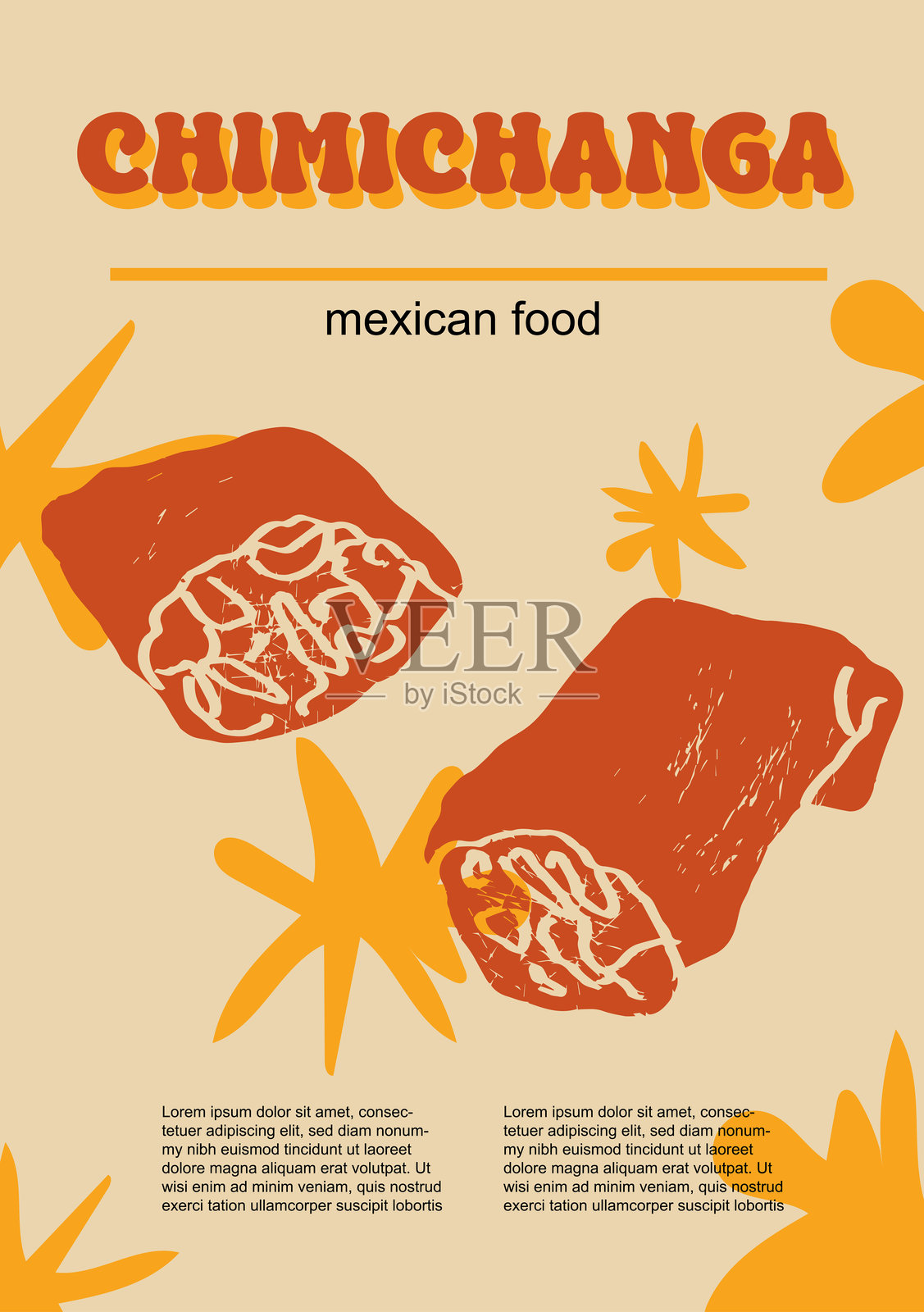 墨西哥美食套装矢量插图。雕刻的奇奇曼加包,传统菜肴、自制和餐厅晚餐菜肴以及墨西哥烹饪中的酱汁。插画图片素材