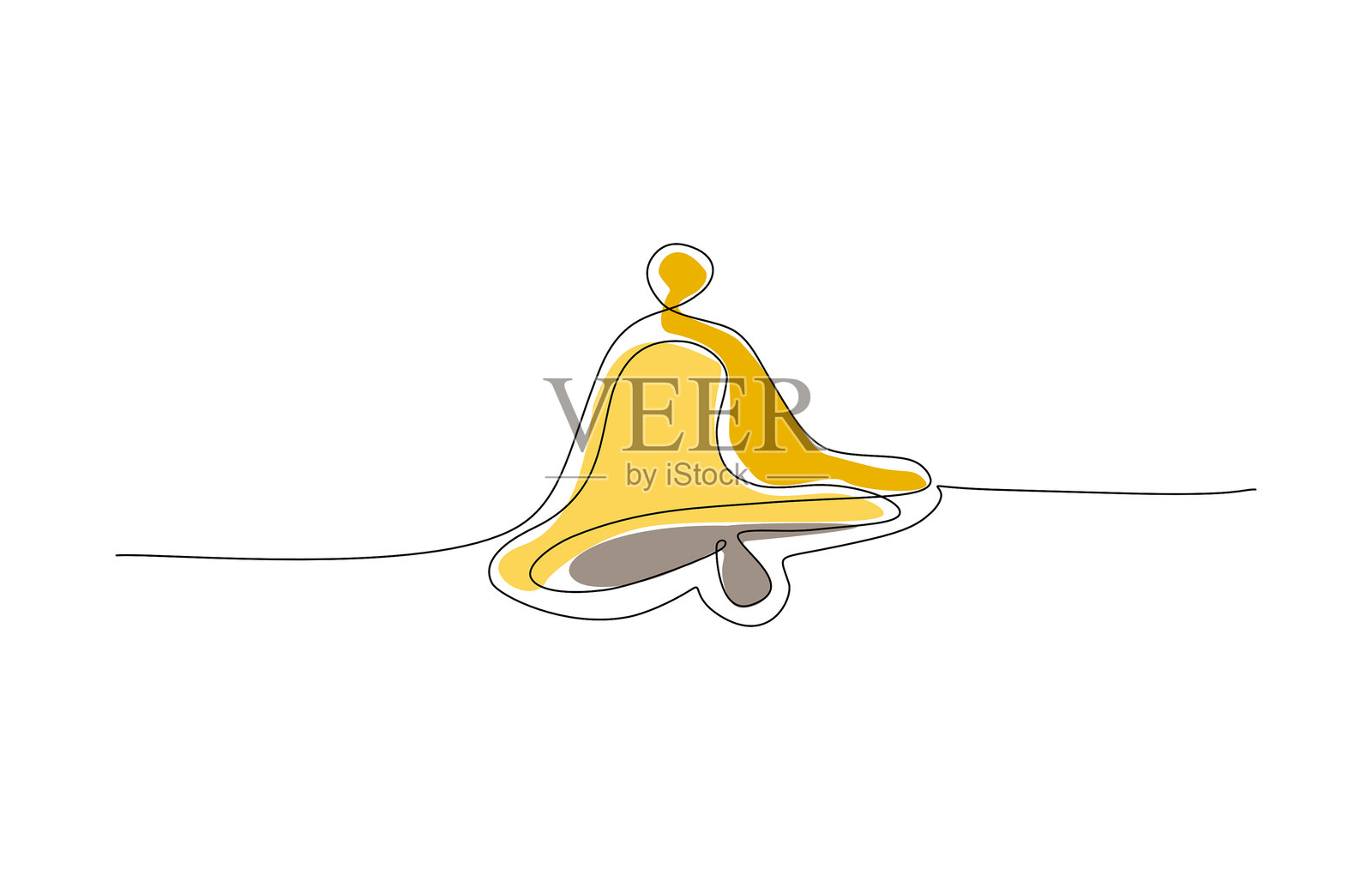 简单的金色铃铛图标,孤立在白色背景上插画图片素材