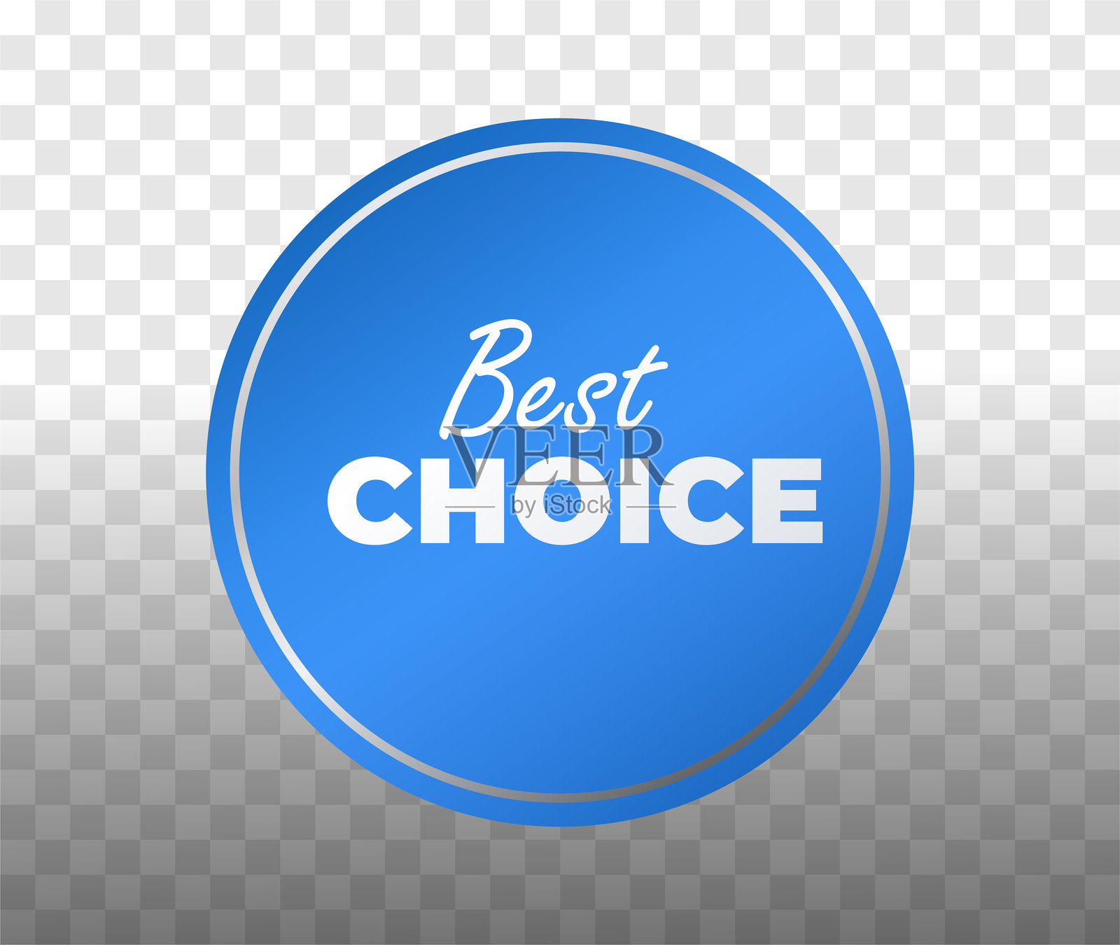蓝色圆形徽章,带有“最佳选择”文字,简约时尚设计,透明背景。非常适合用于市场营销、促销和广告材料。插画图片素材