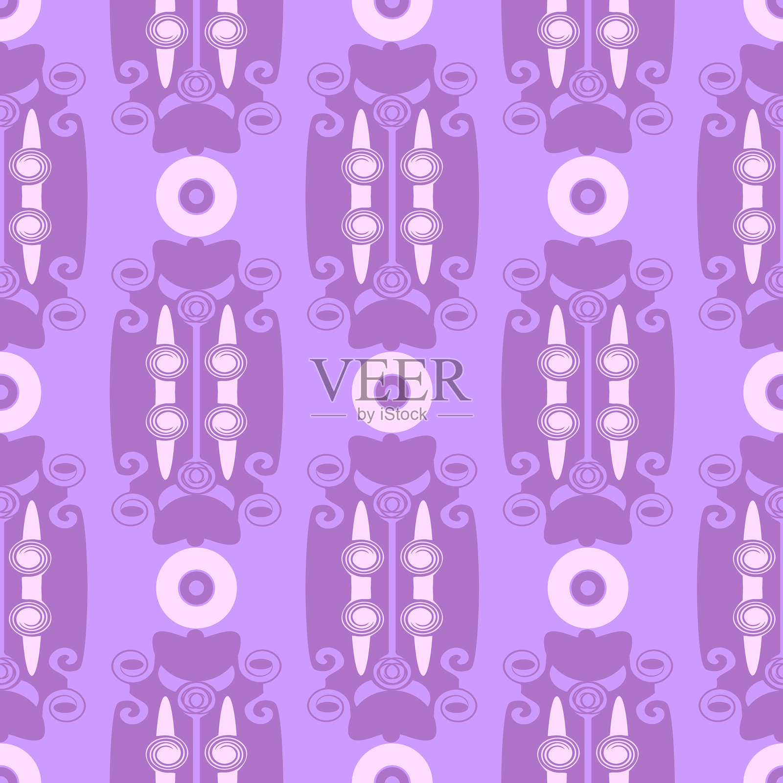 彩色漩涡元素无缝图案。插画图片素材