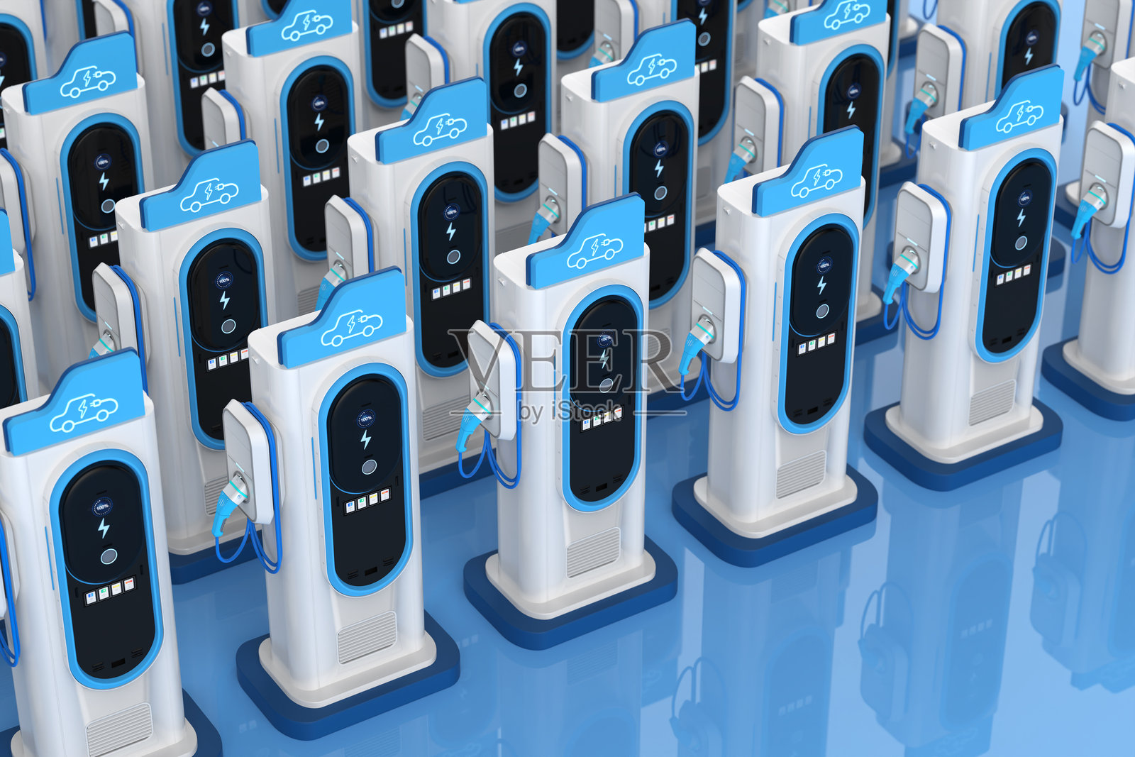 电动汽车充电站或电动车充电站群组照片摄影图片