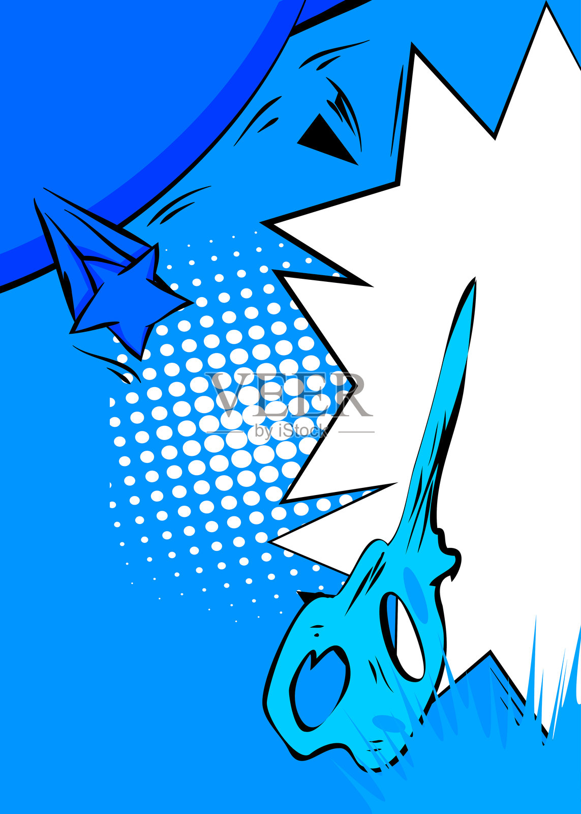 卡通蓝白色,漫画书背景。复古矢量漫画波普艺术设计。插画图片素材