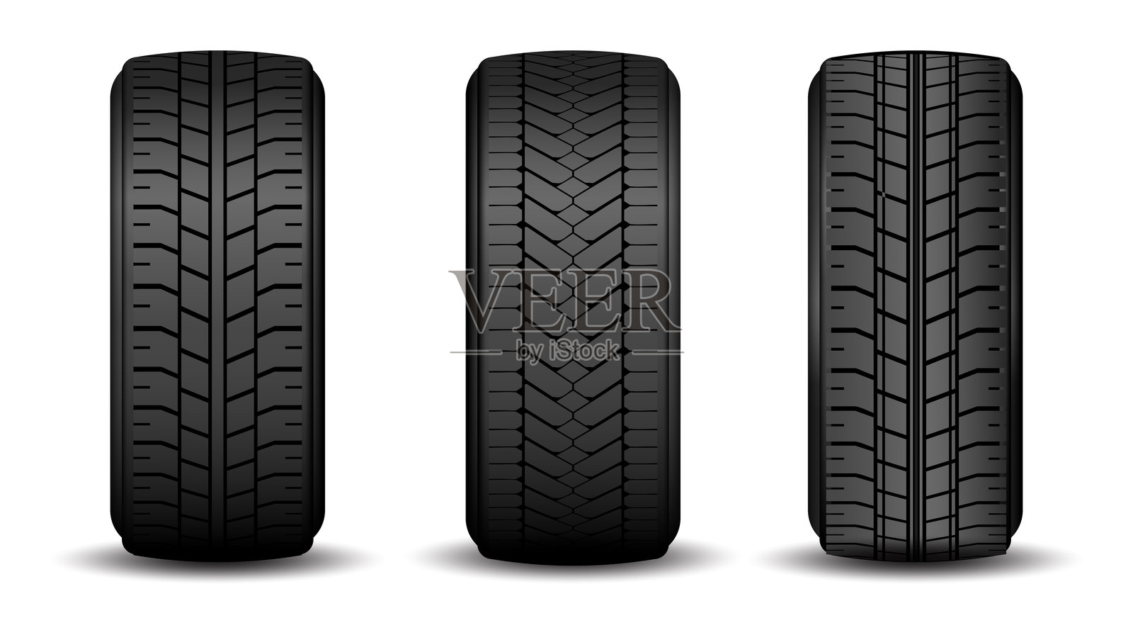 真实汽车轮胎胎面花纹的插图,孤立展示插画图片素材