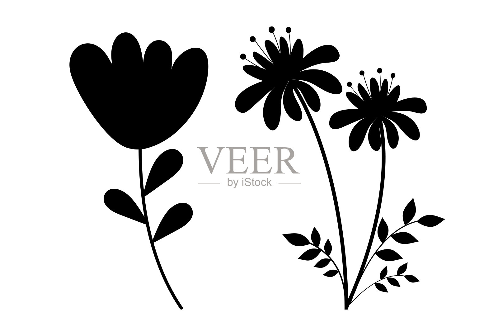 花朵剪影插画图片素材