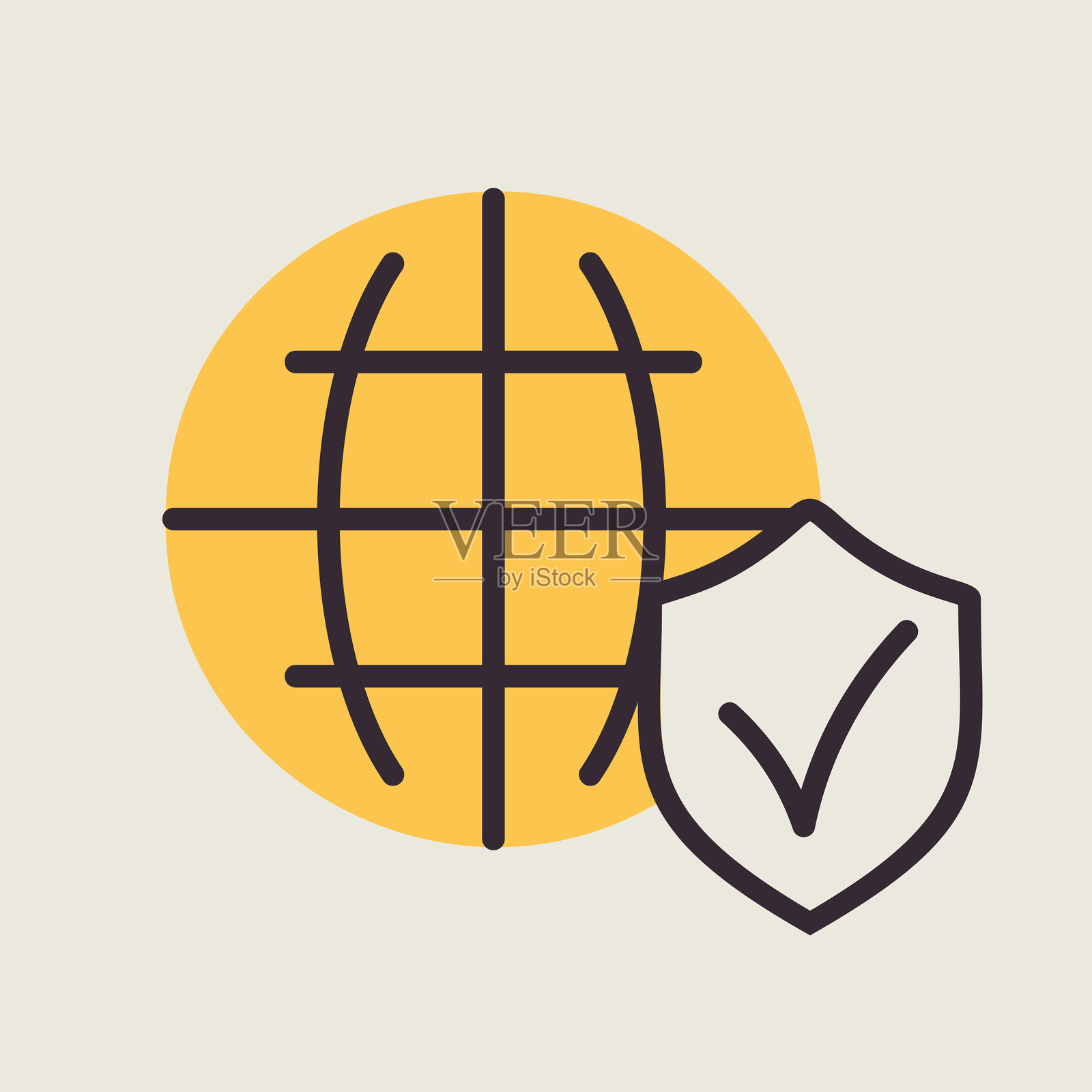 白色背景上的全球保护盾矢量图标插画图片素材