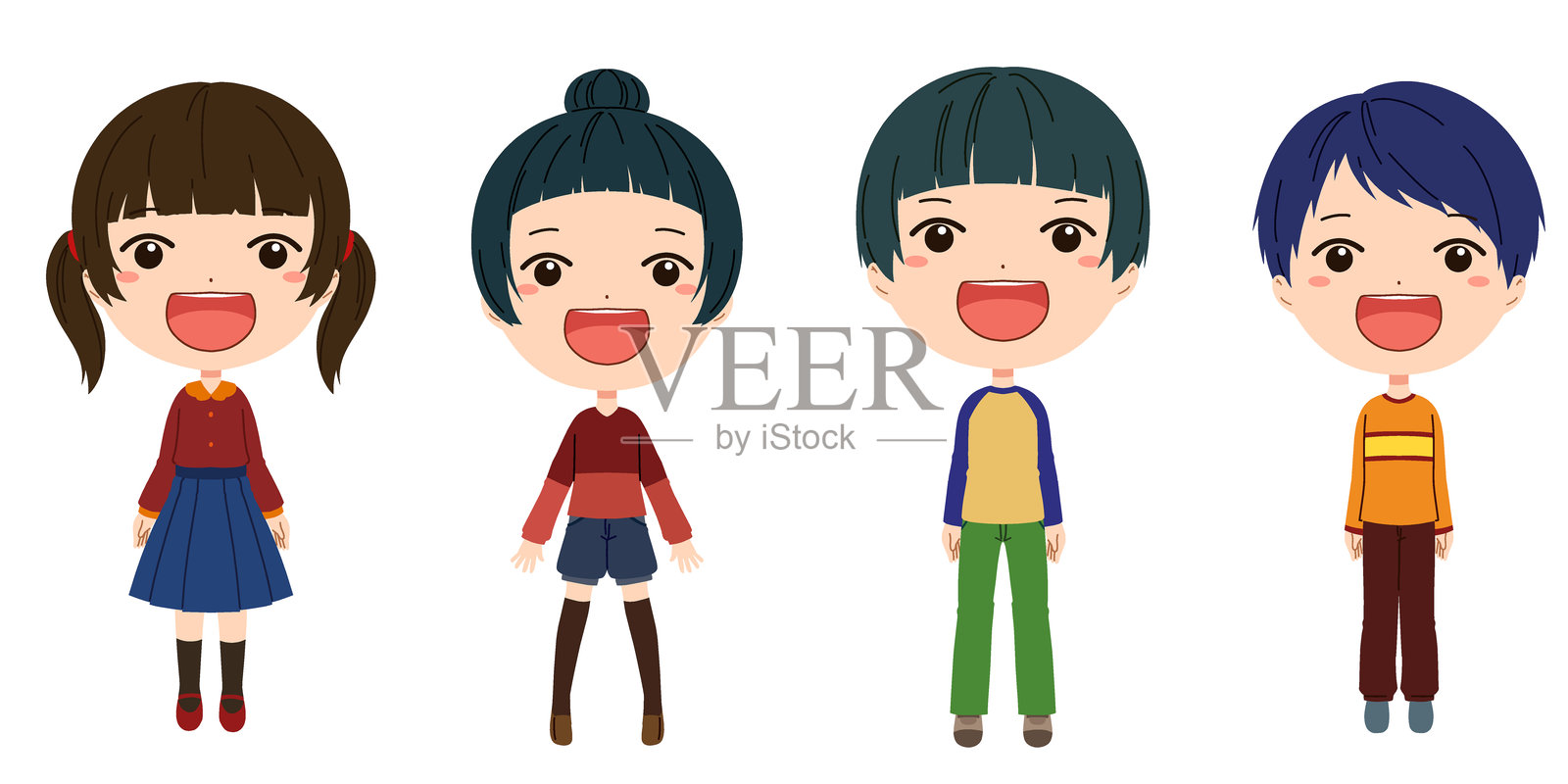 男孩女孩插图素材套件插画图片素材