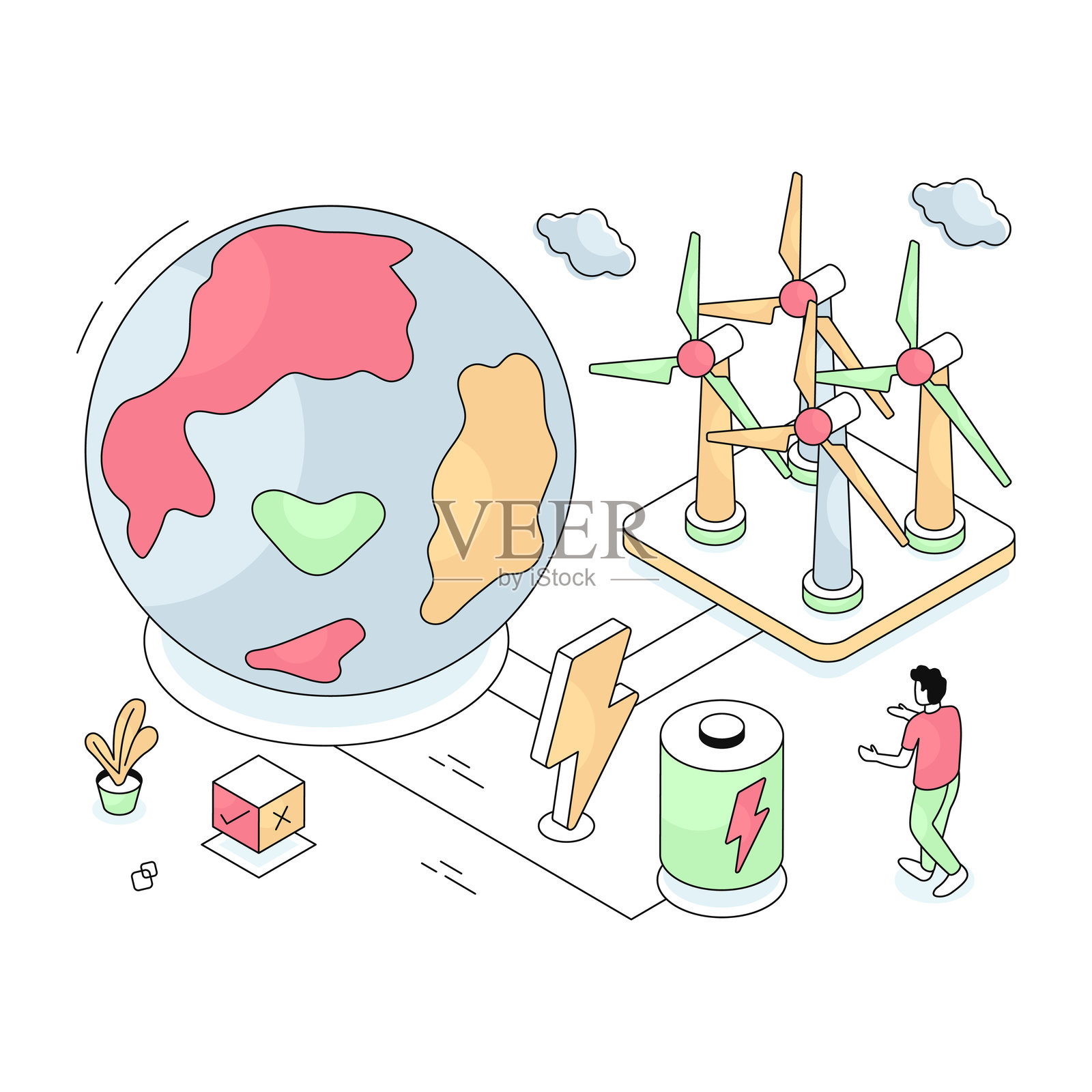 汽车充电插画图片素材