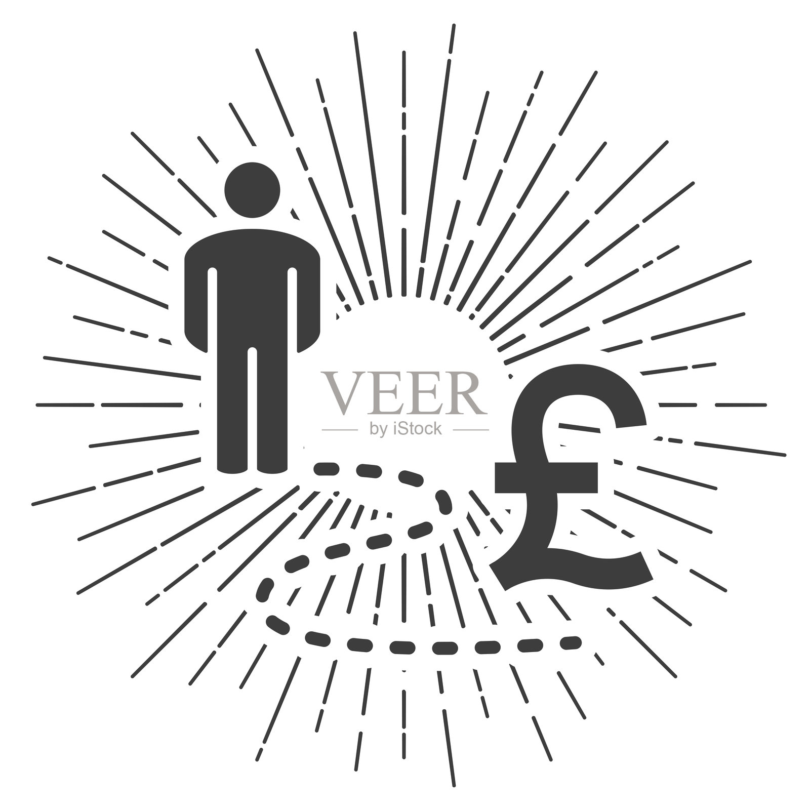 人在磅道。白色背景上的太阳光辉图标插画图片素材