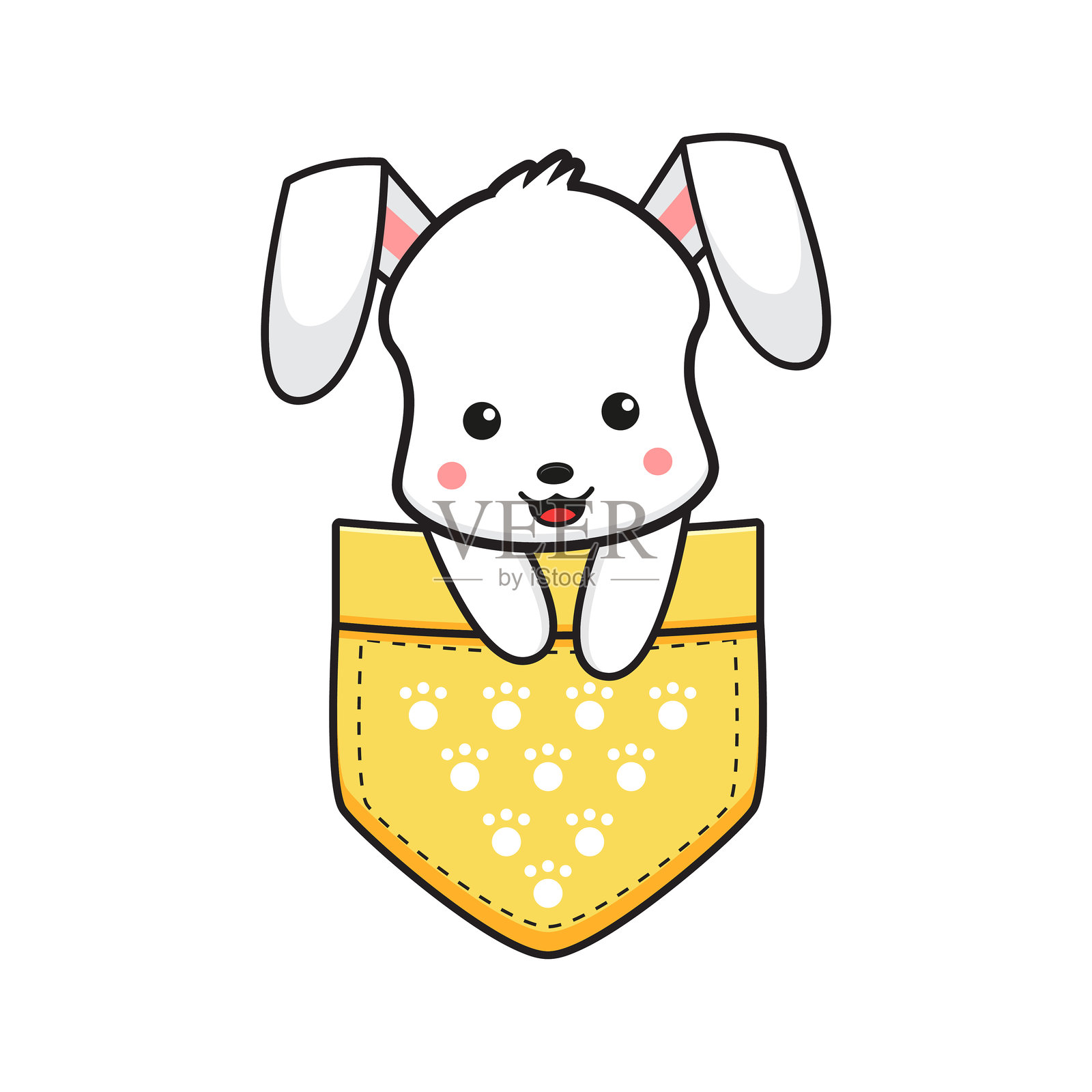 可爱的小兔子口袋角色卡通图标插图插画图片素材