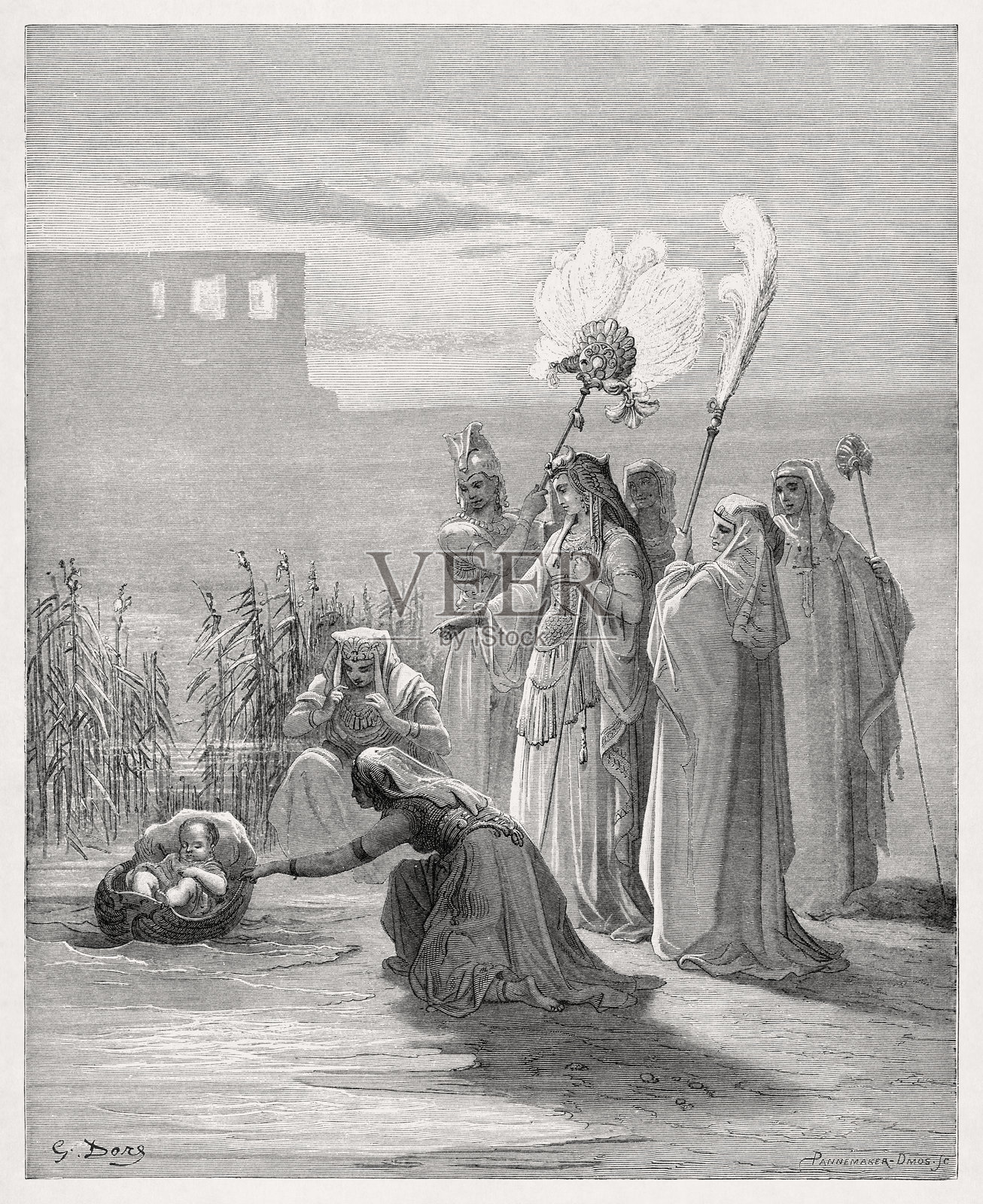 摩西的发现插画图片素材