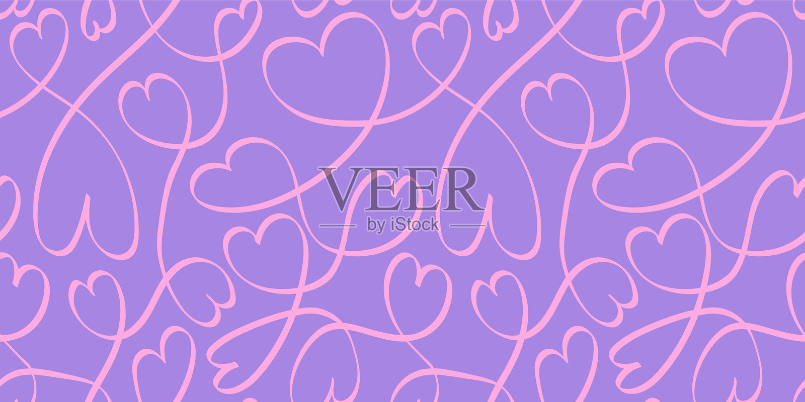 单线心形抽象无缝图案插画图片素材