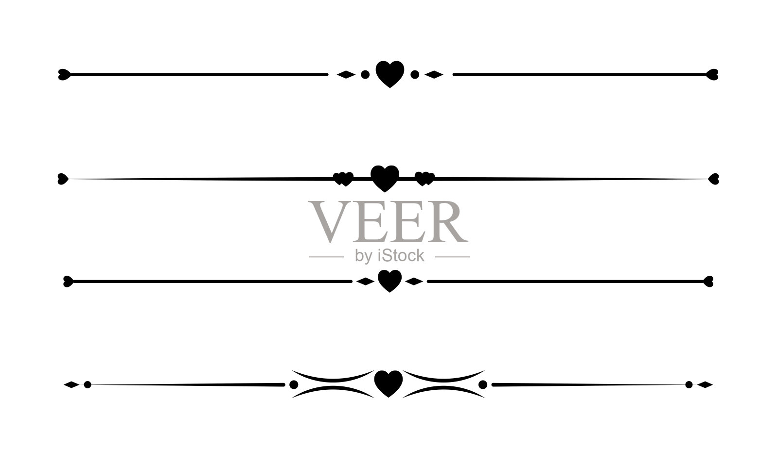 文本分隔符矢量图。复古分隔线。装饰性线条。插画图片素材