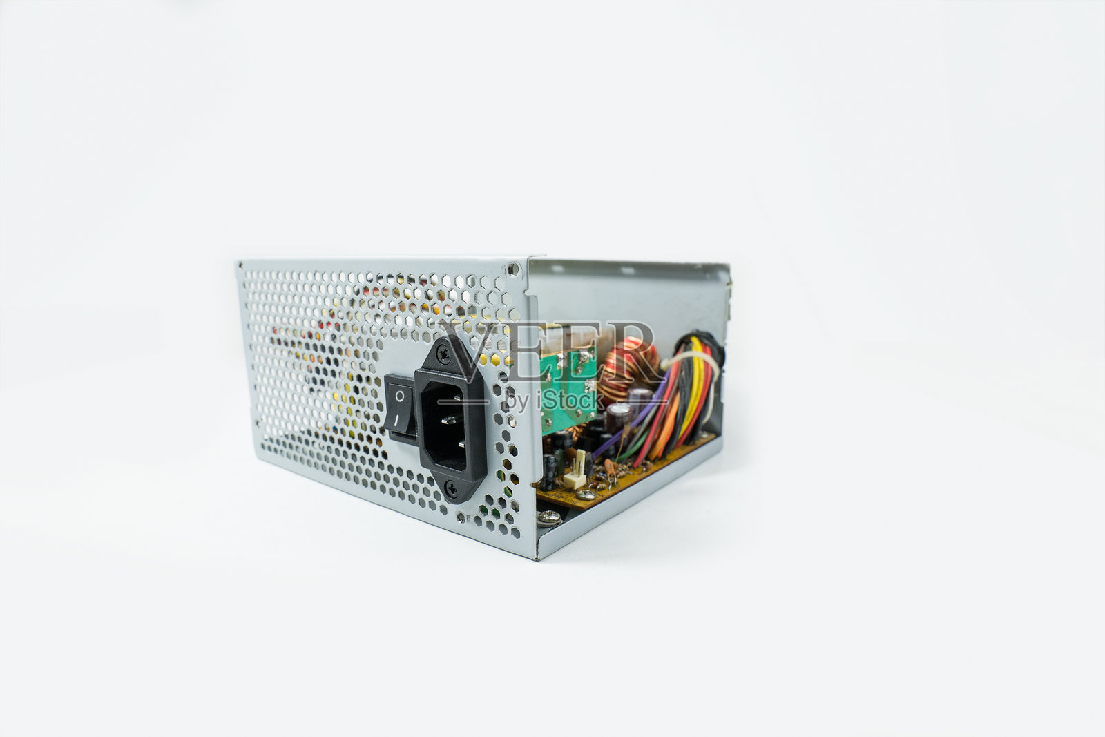 电子电源的背面。保险丝开关照片摄影图片