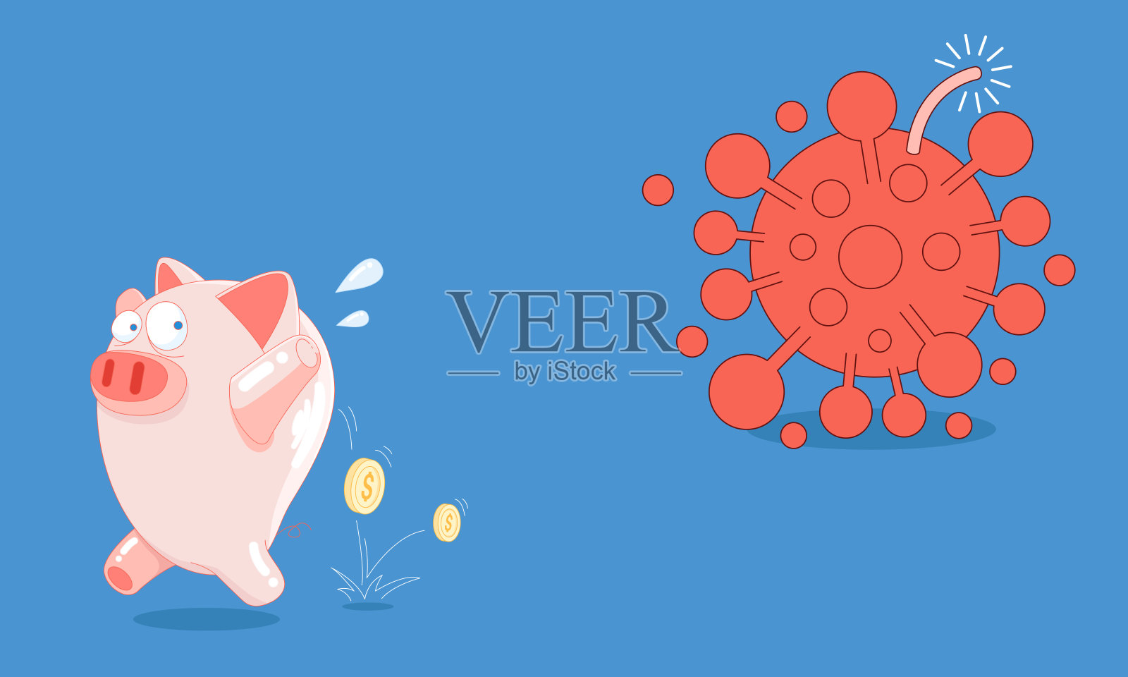 新冠疫情摧毁金融和商业矢量图插画图片素材