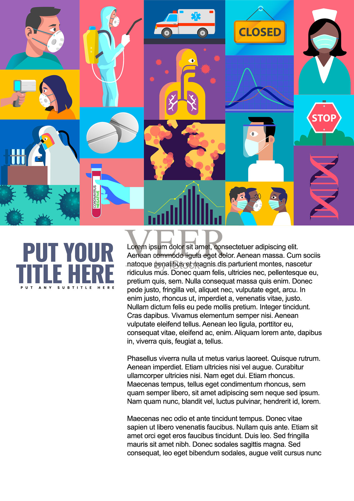 Corona流行病封面和页面设计插画图片素材