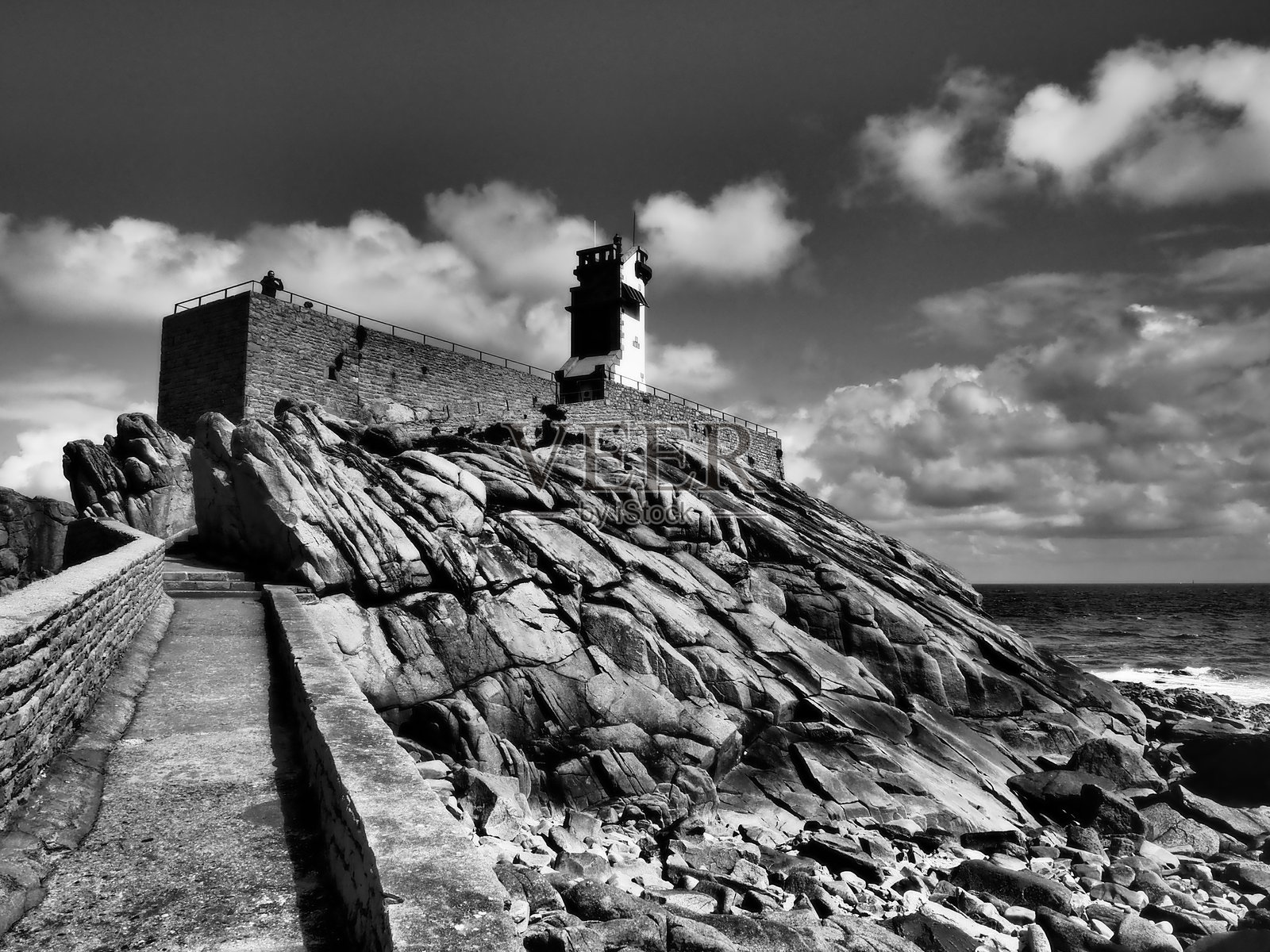 布雷哈特岛的帕翁灯塔照片摄影图片