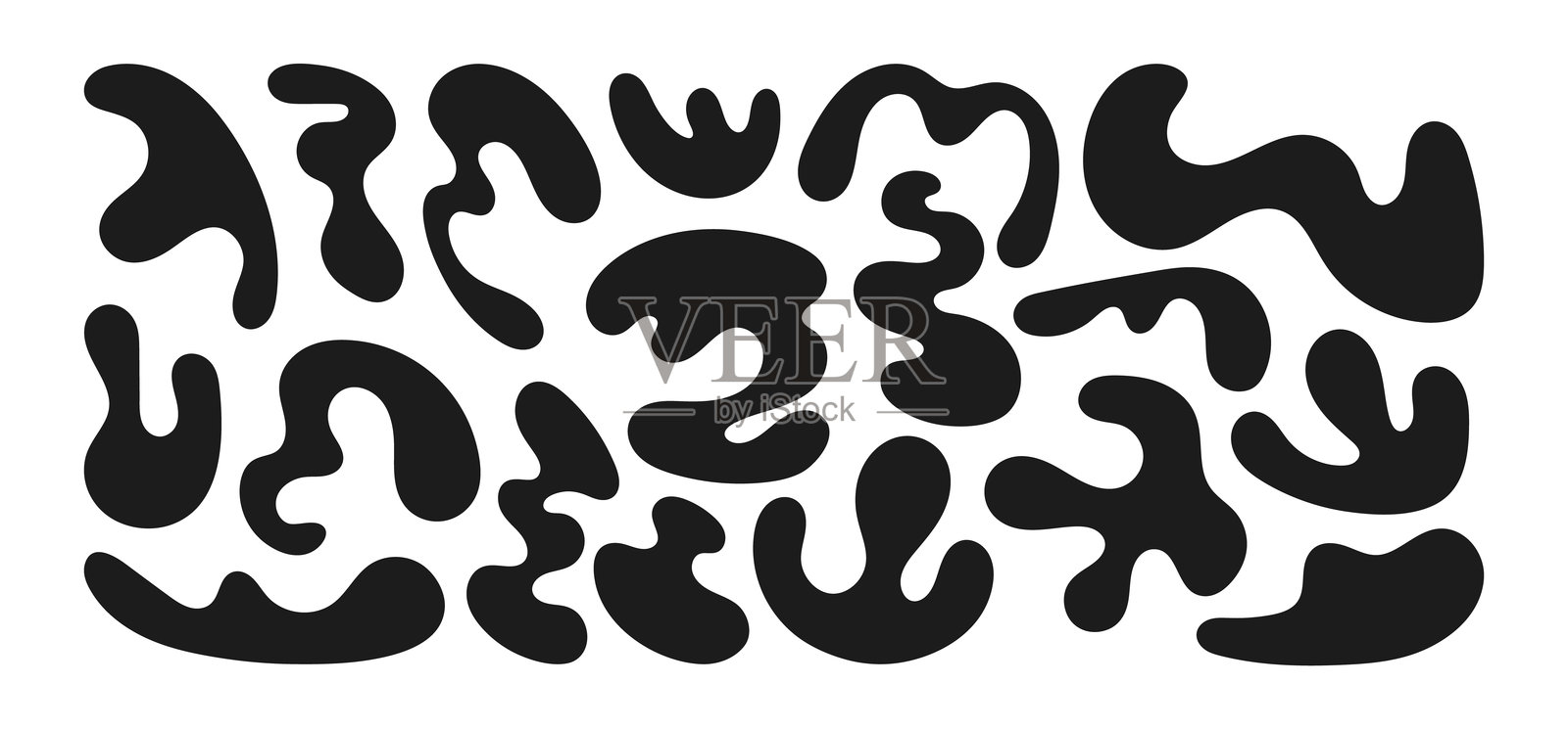 一组抽象涂鸦流体元素插画图片素材