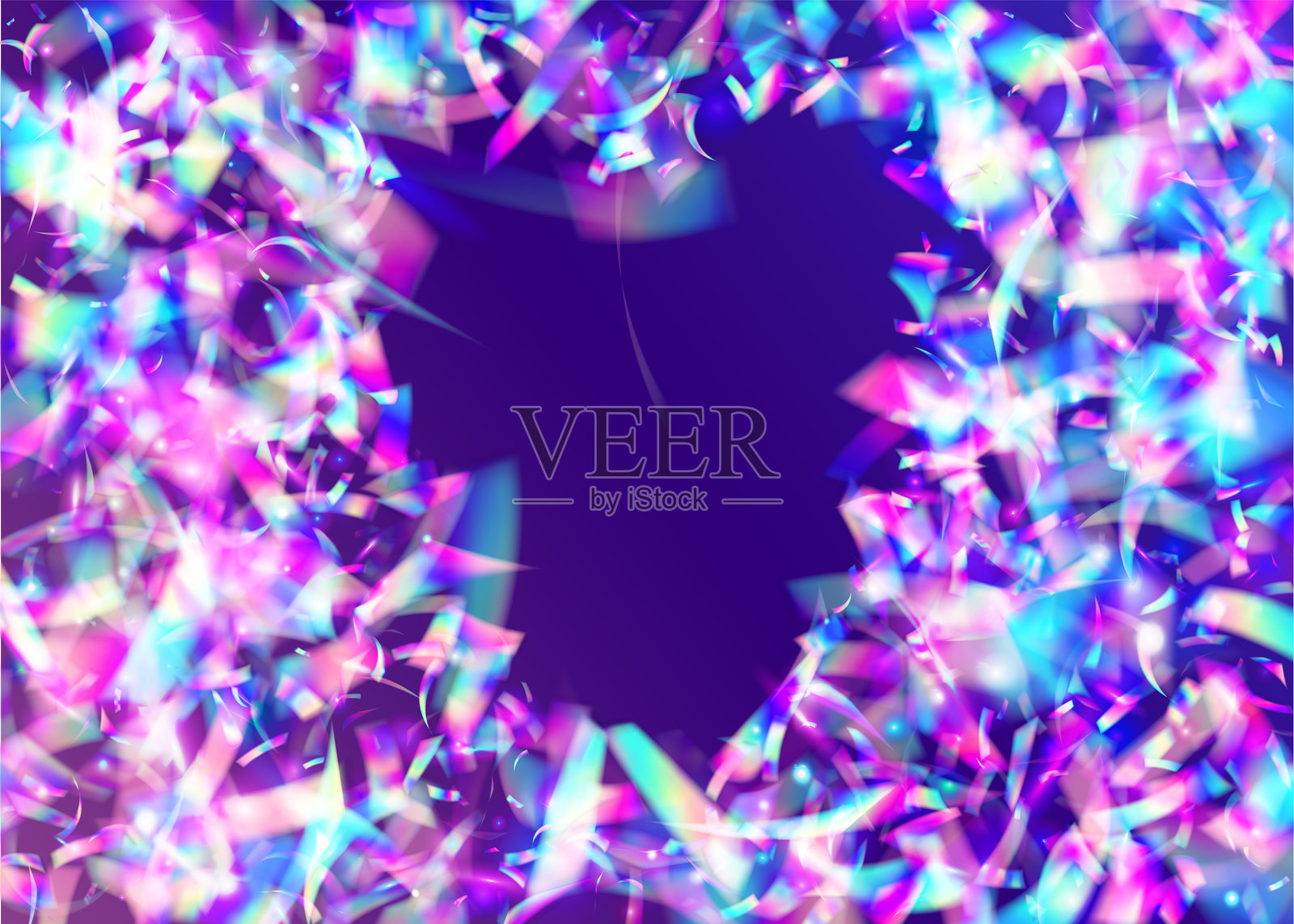 周年庆祝彩纸。轻盈的彩虹爆炸。粉色艺术背景。飘落的纸张。独立海报。全息效果。3D丝带。快乐渐变。紫色周年庆祝彩纸。插画图片素材