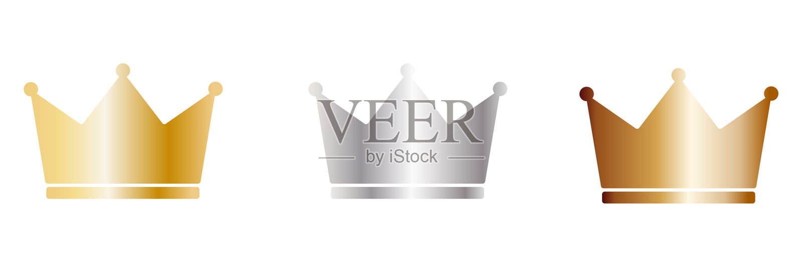 简单的金银铜皇冠矢量插图集插画图片素材