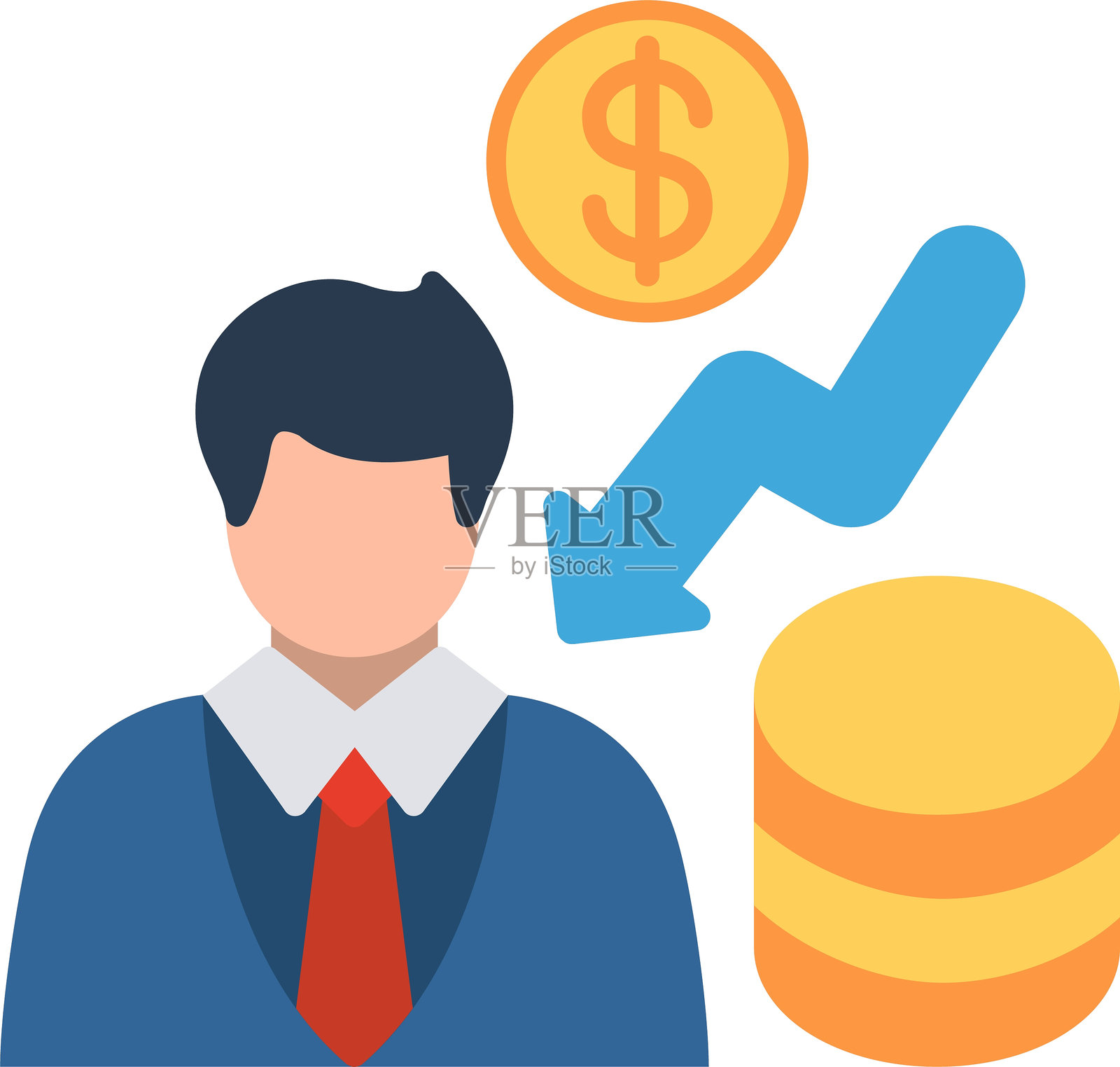 经济学家扁平矢量图标设计插画图片素材