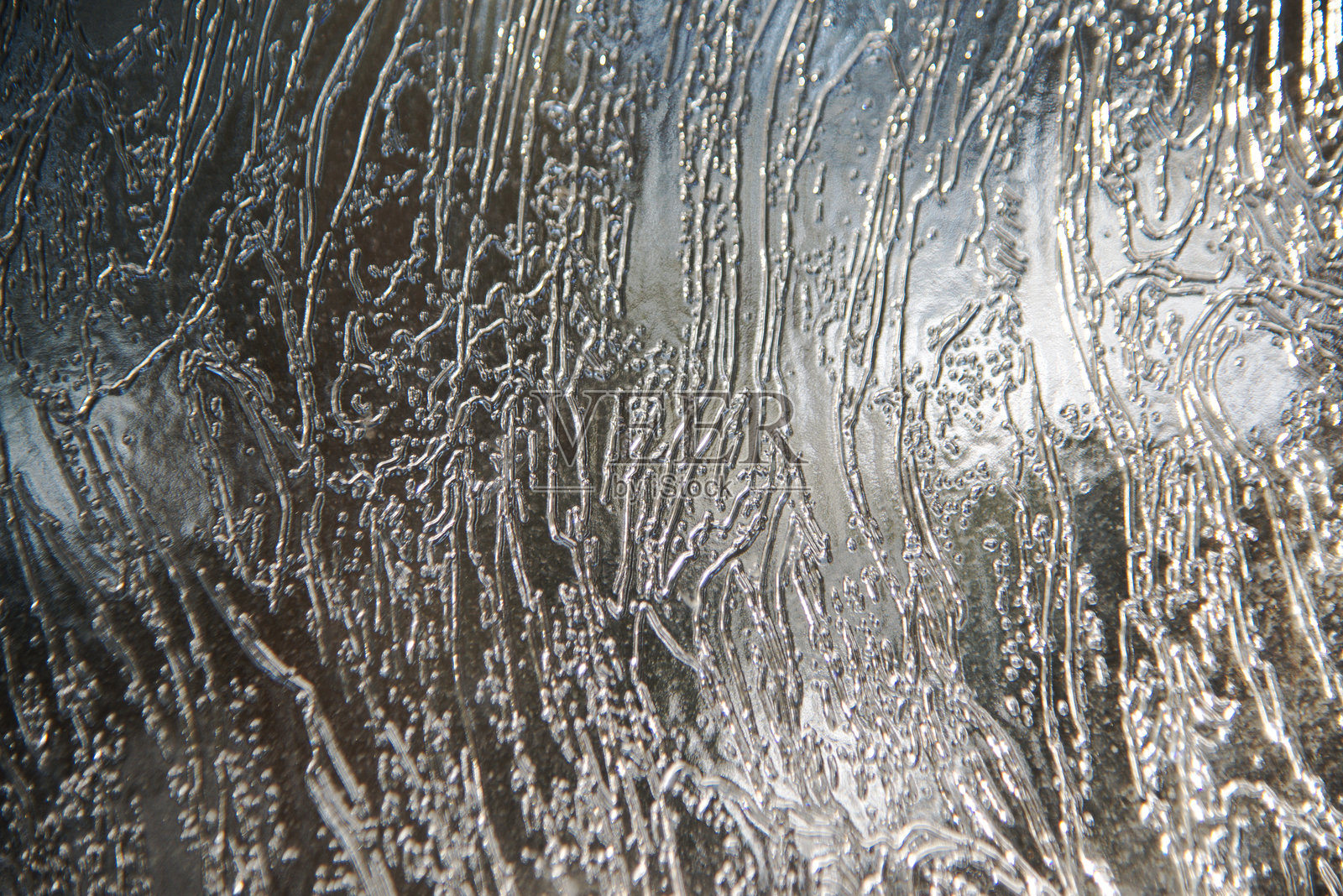 新鲜薄冰的细致背景纹理。照片摄影图片