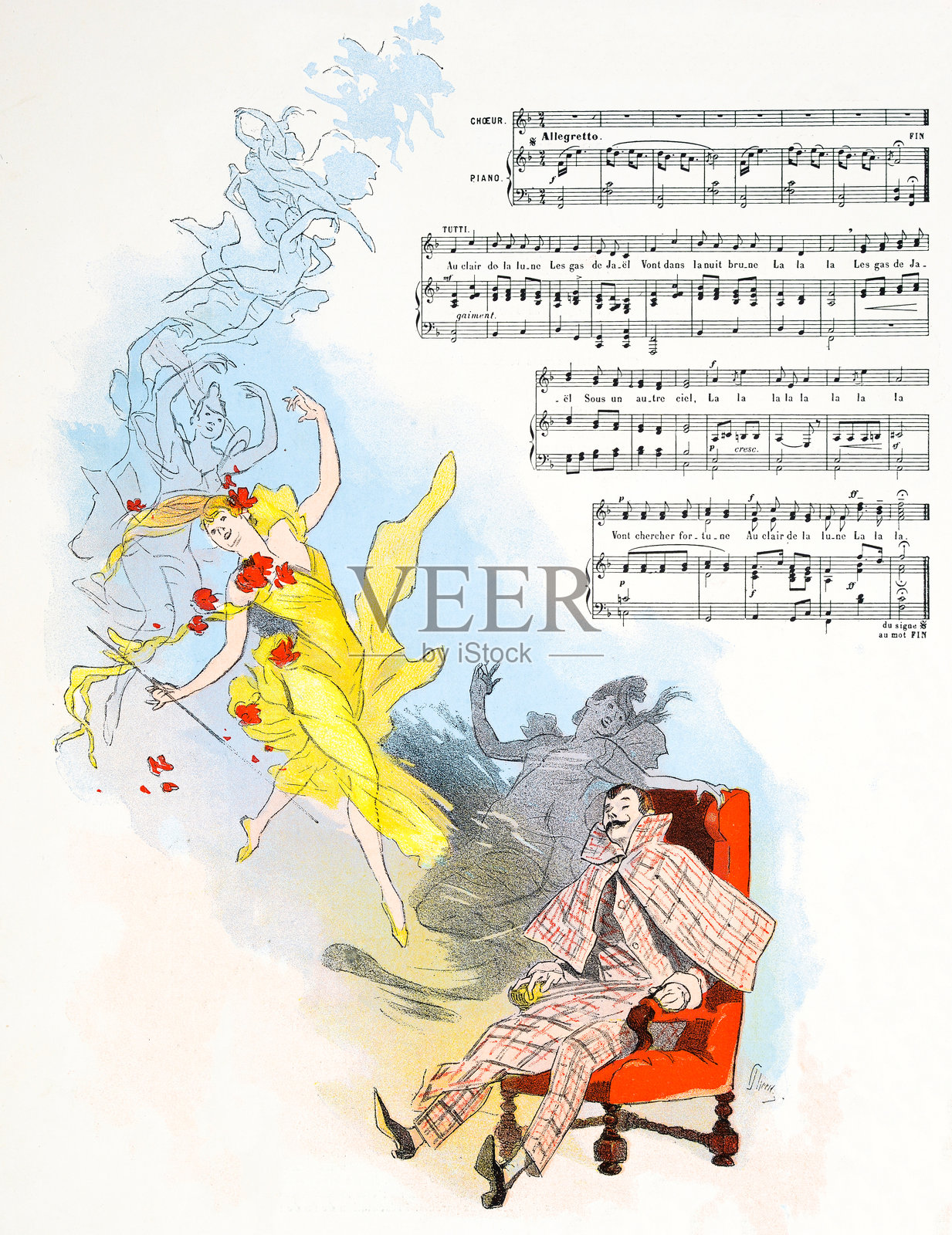 来自法国杂志的古董图像插画图片素材