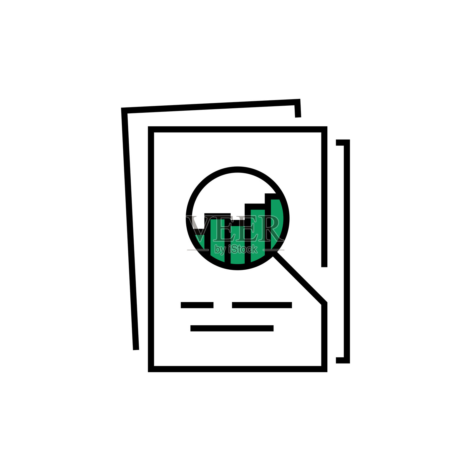 财务增长或数据表现图标。简约趋势文档标志图形线条设计元素,独立于白色背景。概念为插画图片素材