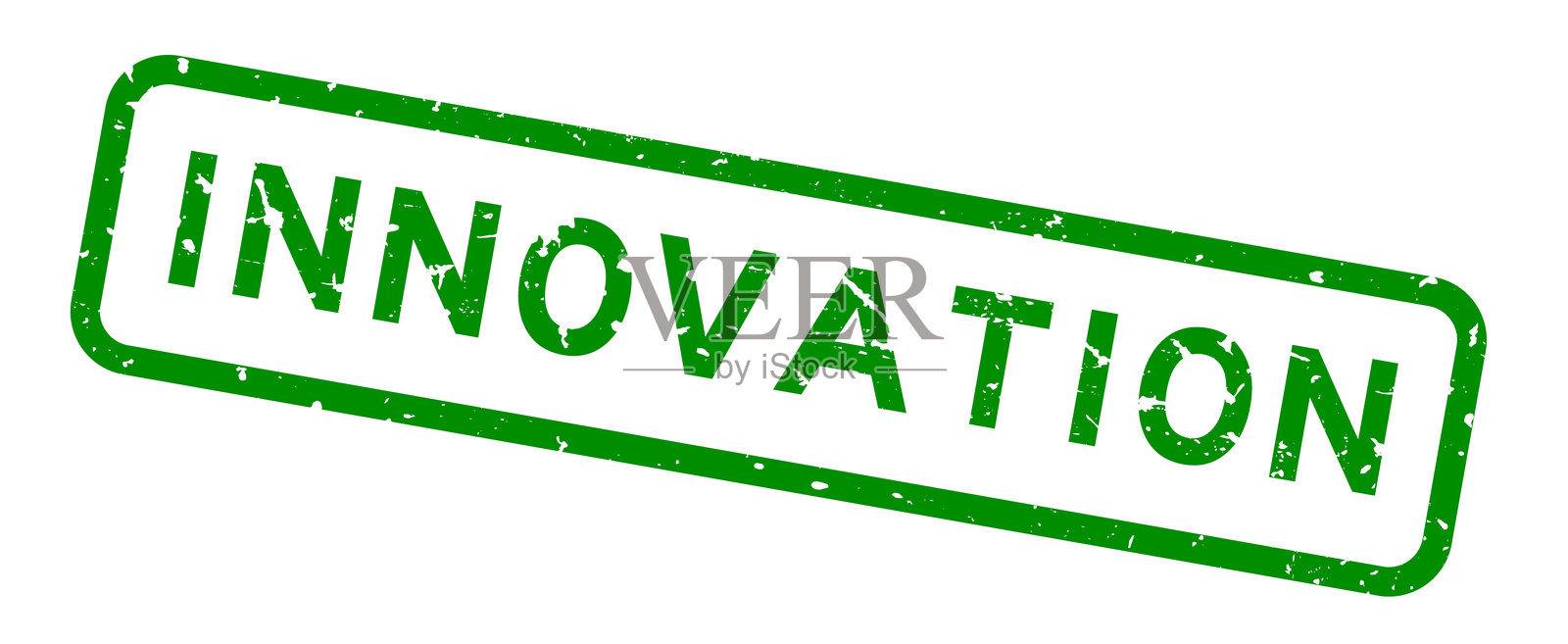 复古绿色创新字方形橡胶印章在白色背景上插画图片素材