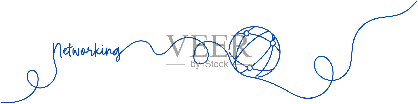 网络图标的连续线条绘制。手绘符号矢量插图。插画图片素材