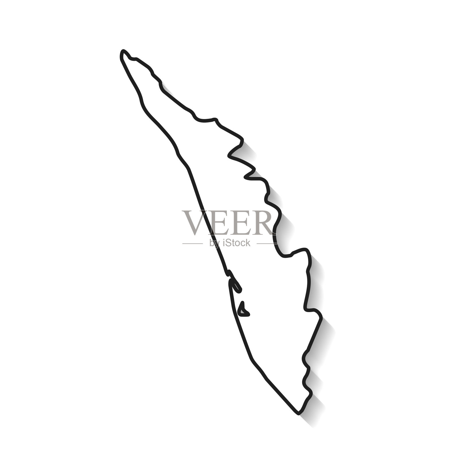 白色背景上的黑色轮廓和阴影的喀拉拉邦地图插画图片素材