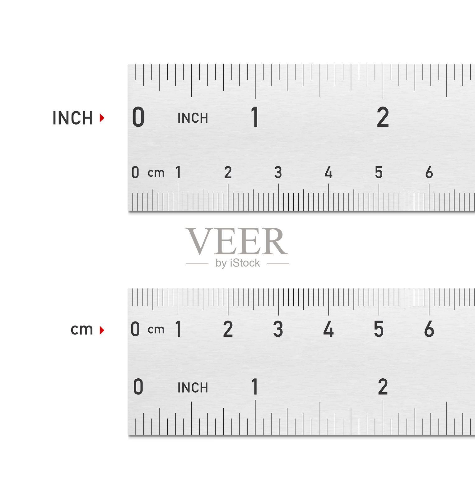 白色背景上孤立的金属尺样机。插画图片素材