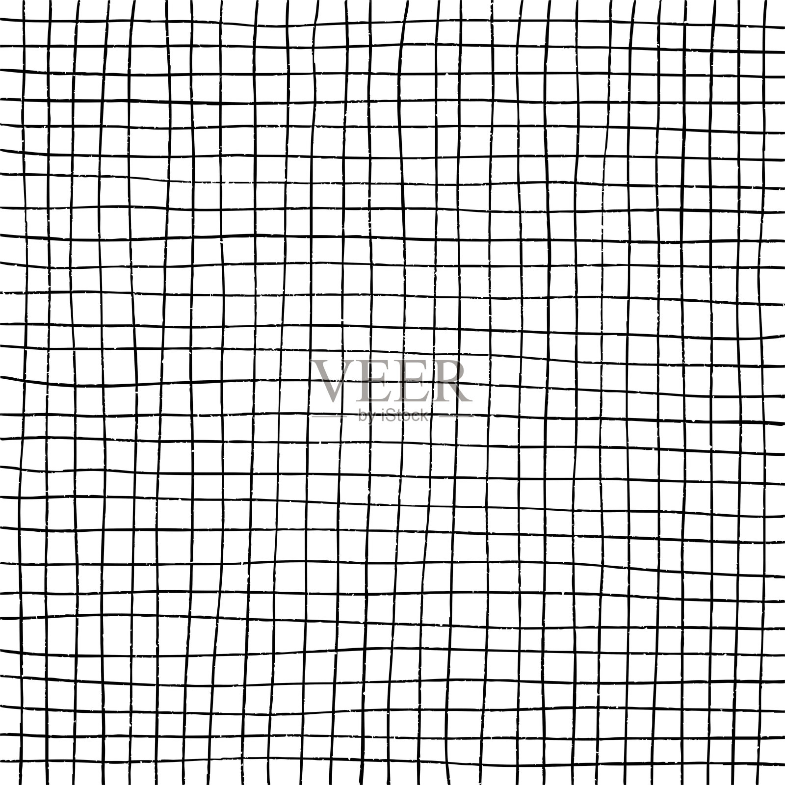 手绘图案,背景为白色,上面有不规则的波浪黑色网格线。插画图片素材