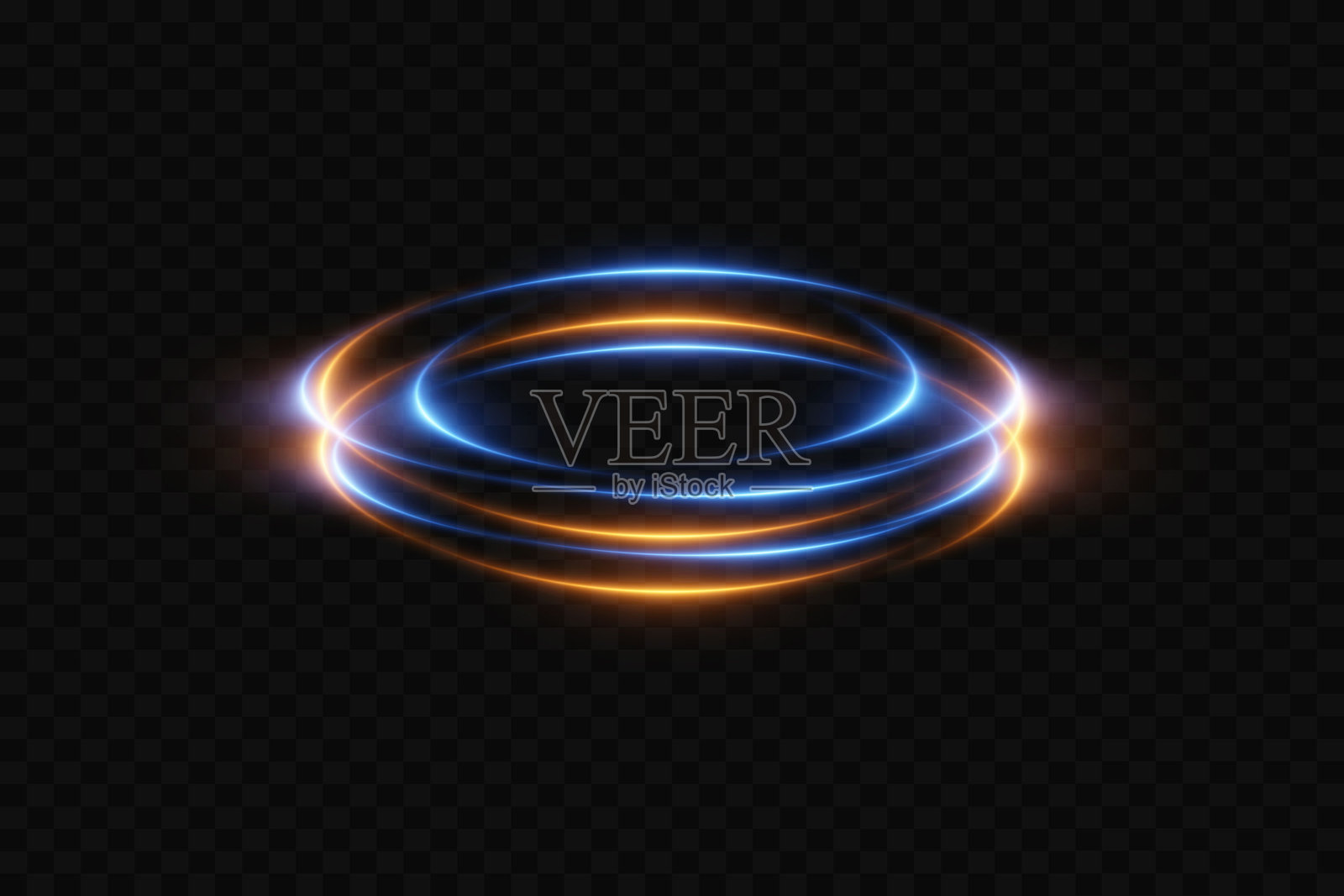 霓虹发光的光门。圆形光效。透明背景。插画图片素材