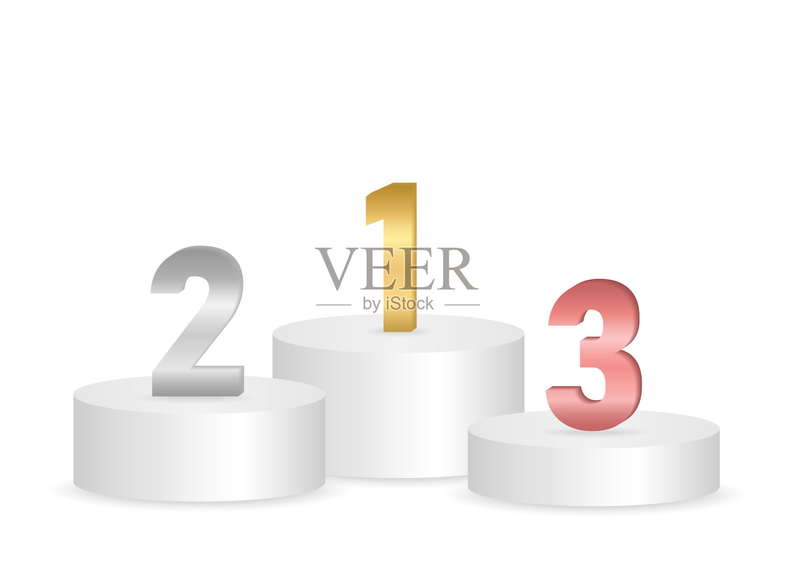 颁奖台或获奖者领奖台,设有第一、第二和第三名的排名。获胜者奖项或体育颁奖的基座领奖台。插画图片素材