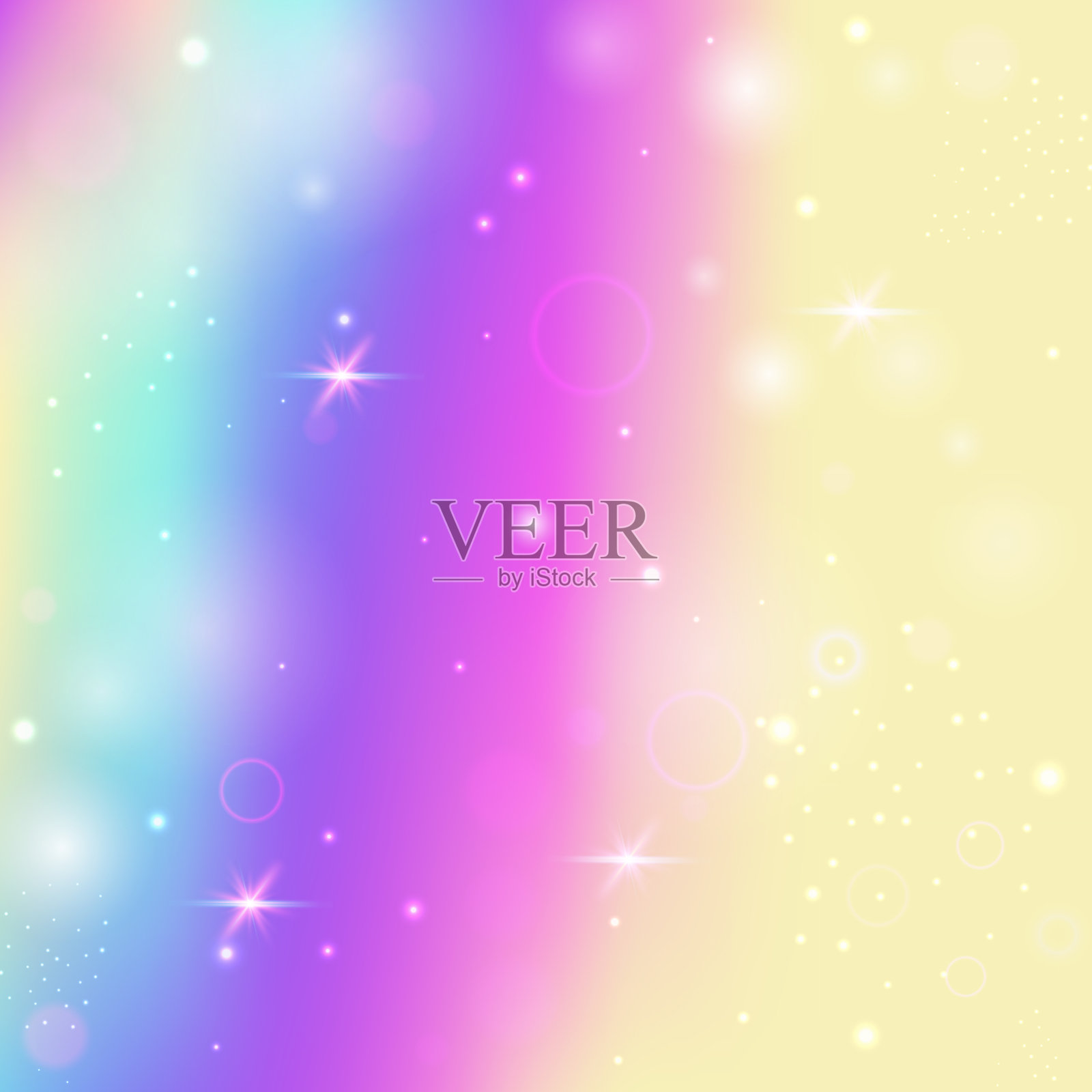 女孩全息图。紫色彩虹背景。仙女图案。全息模糊邀请函。粉色抽象邀请。蓝色神秘渐变。公主背景。霓虹女孩全息图。插画图片素材