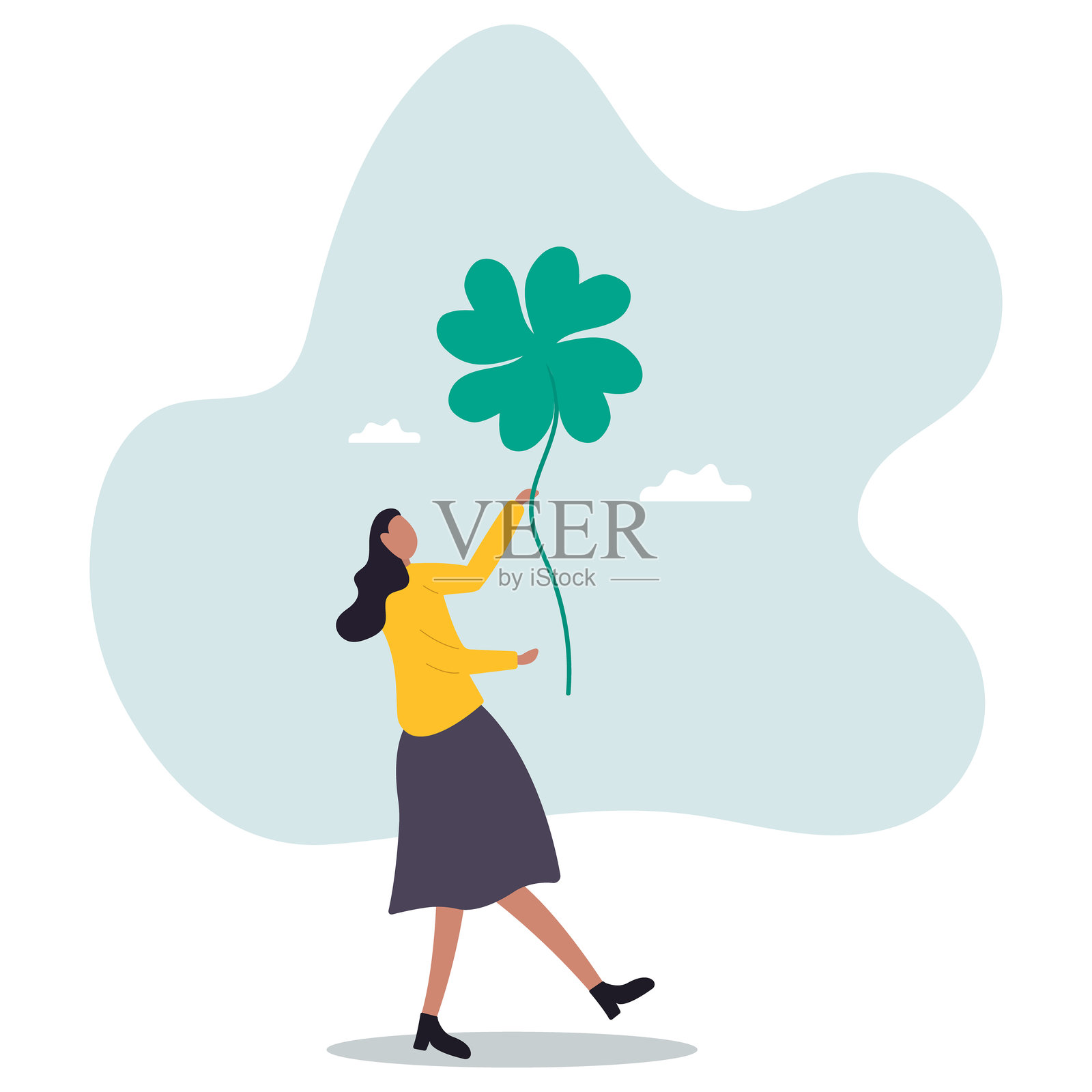 成功的运气,工作的机会祝福,财富或机遇,好运或幸福。商业概念,平面角色。插画图片素材