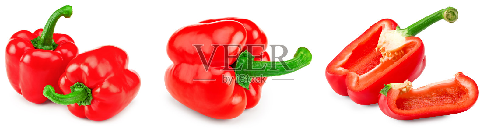 切片的红甜椒,孤立在白色背景上。路径剪裁。照片摄影图片