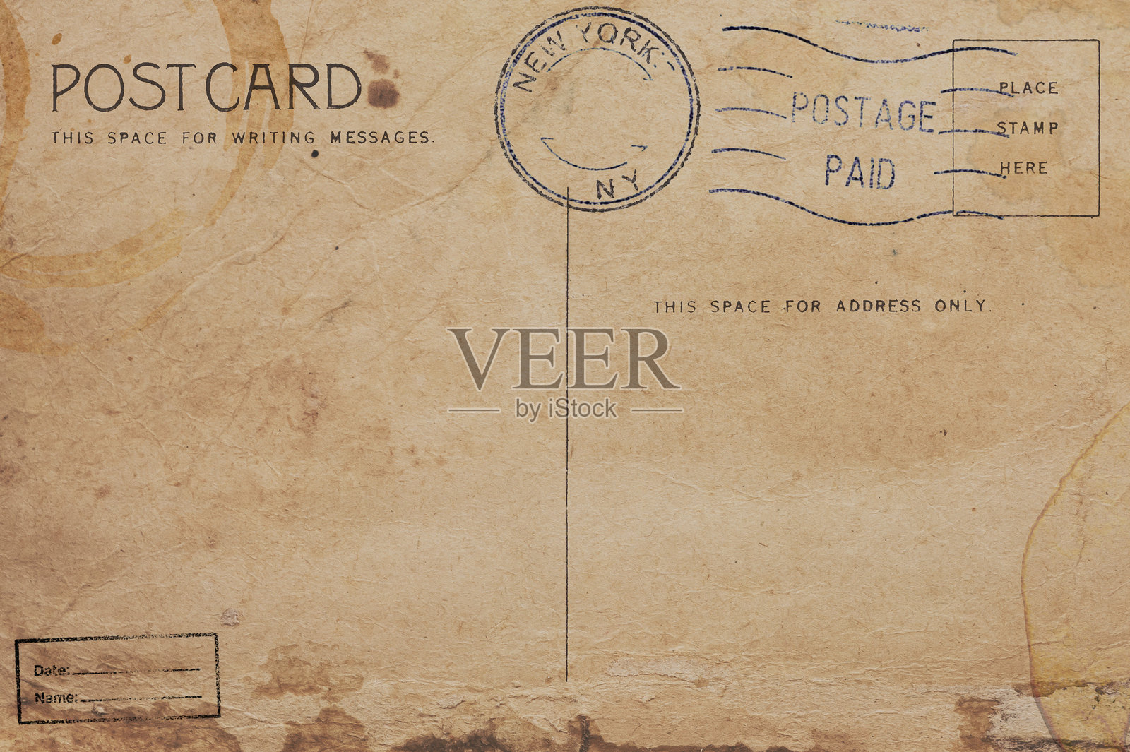 明信片背面有污垢污渍照片摄影图片