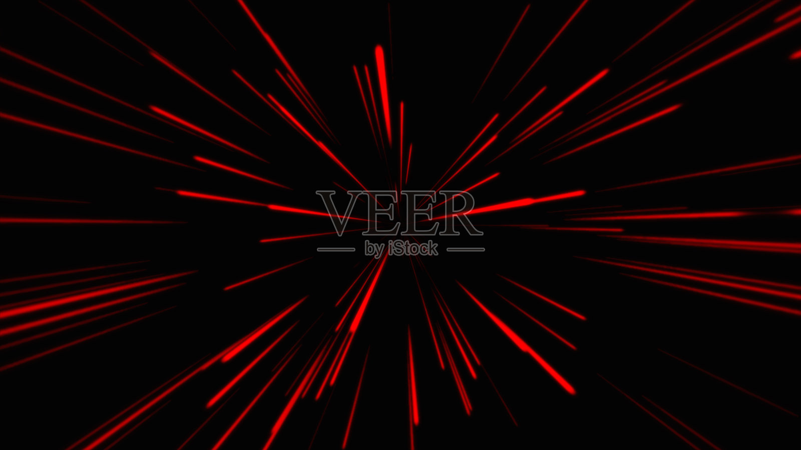 红色漫画放射状速度线在黑色背景上。未来的数据流。爆炸效果。照片摄影图片