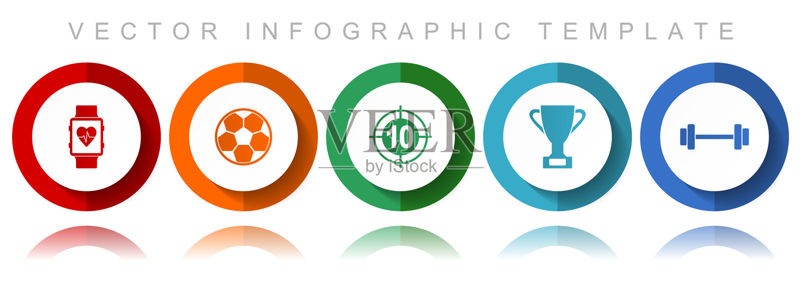 运动矢量图标集合,包括智能手表、足球、飞镖、奖杯和健身等杂项图标,平面设计信息图模板,格式为EPS 10插画图片素材