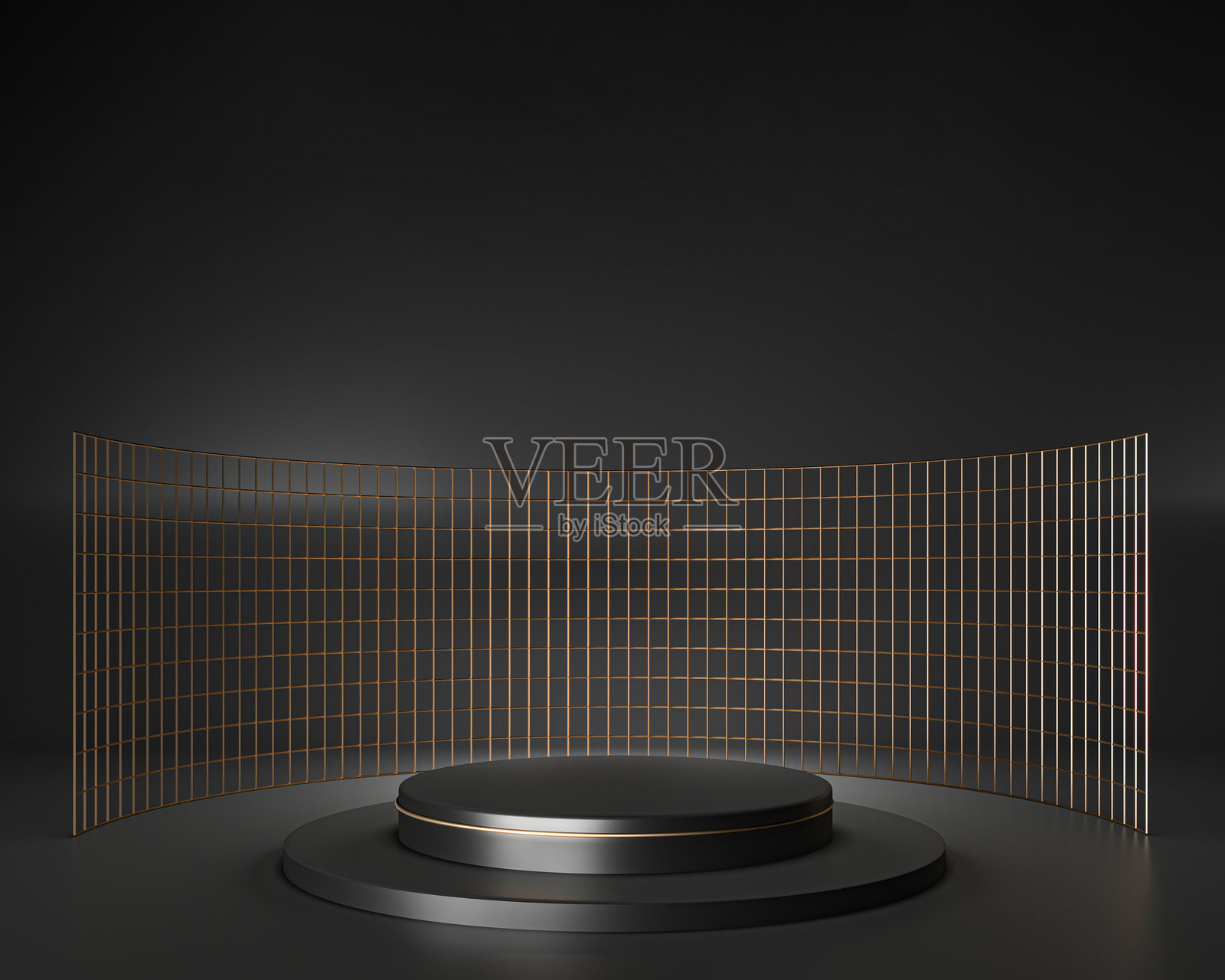 带有空白空间的模型模板讲台。深色哑光底座照片摄影图片