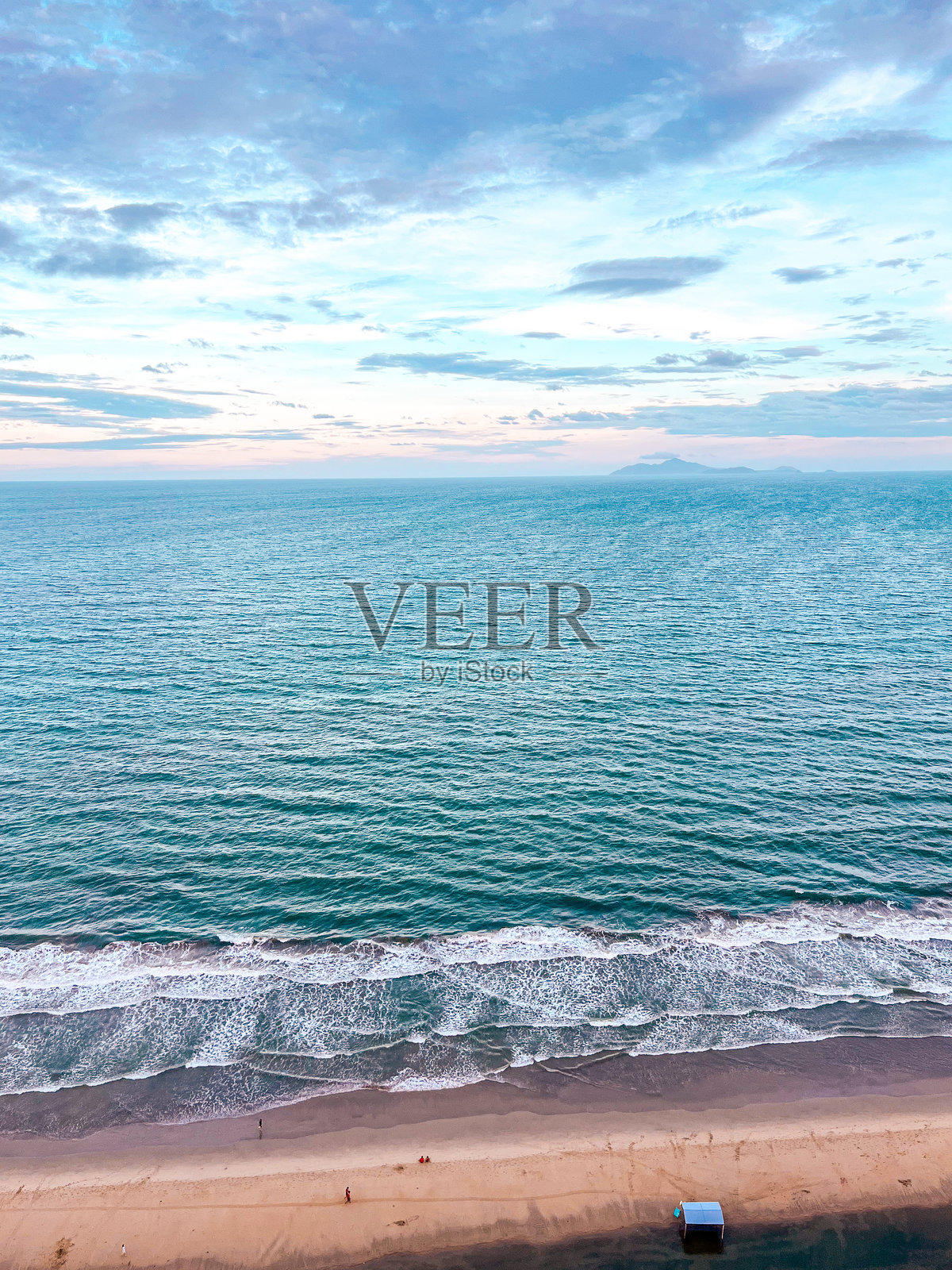 岘港美溪海滩的鸟瞰图照片摄影图片