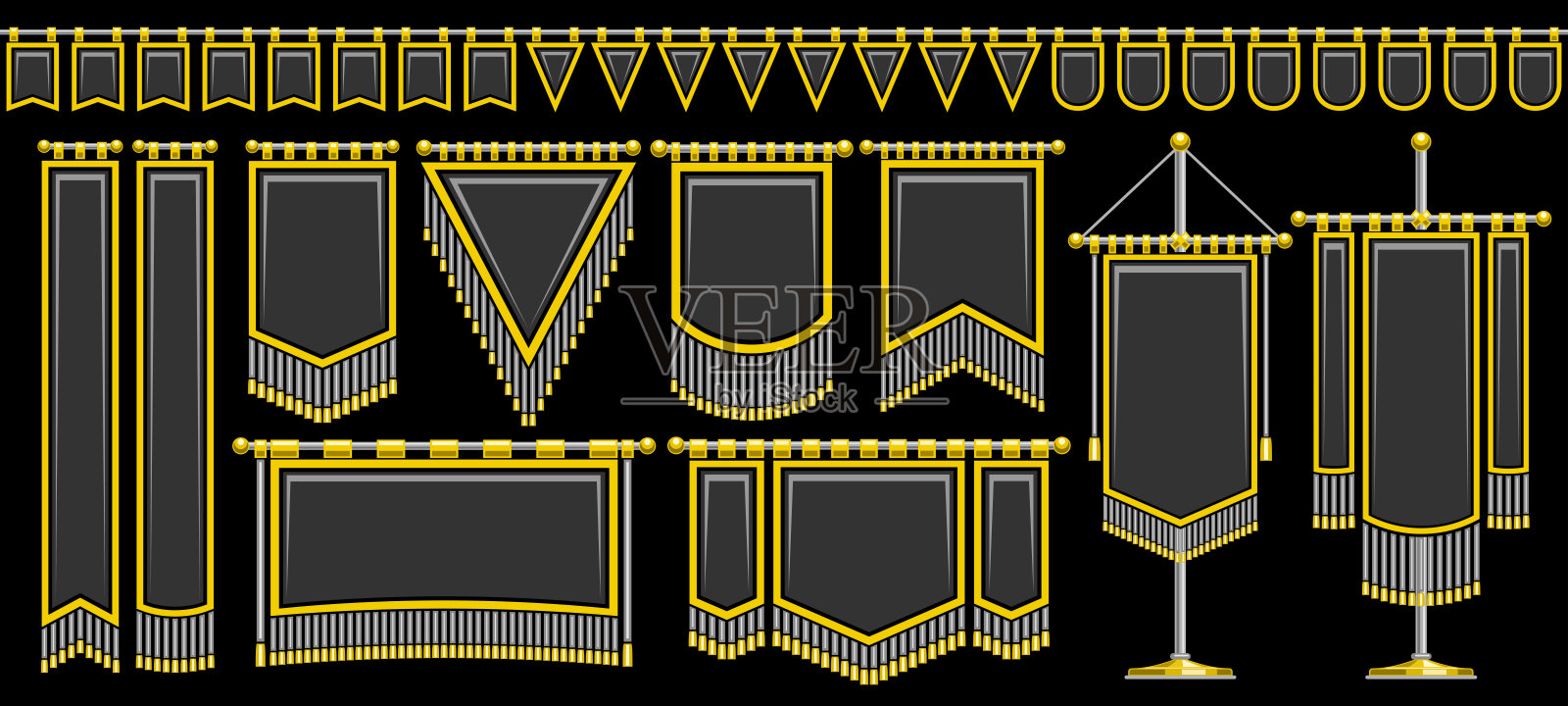 矢量中世纪旗帜套装插画图片素材