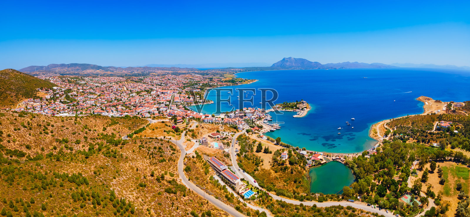 土耳其达特恰海滩和码头的航拍全景视图照片摄影图片