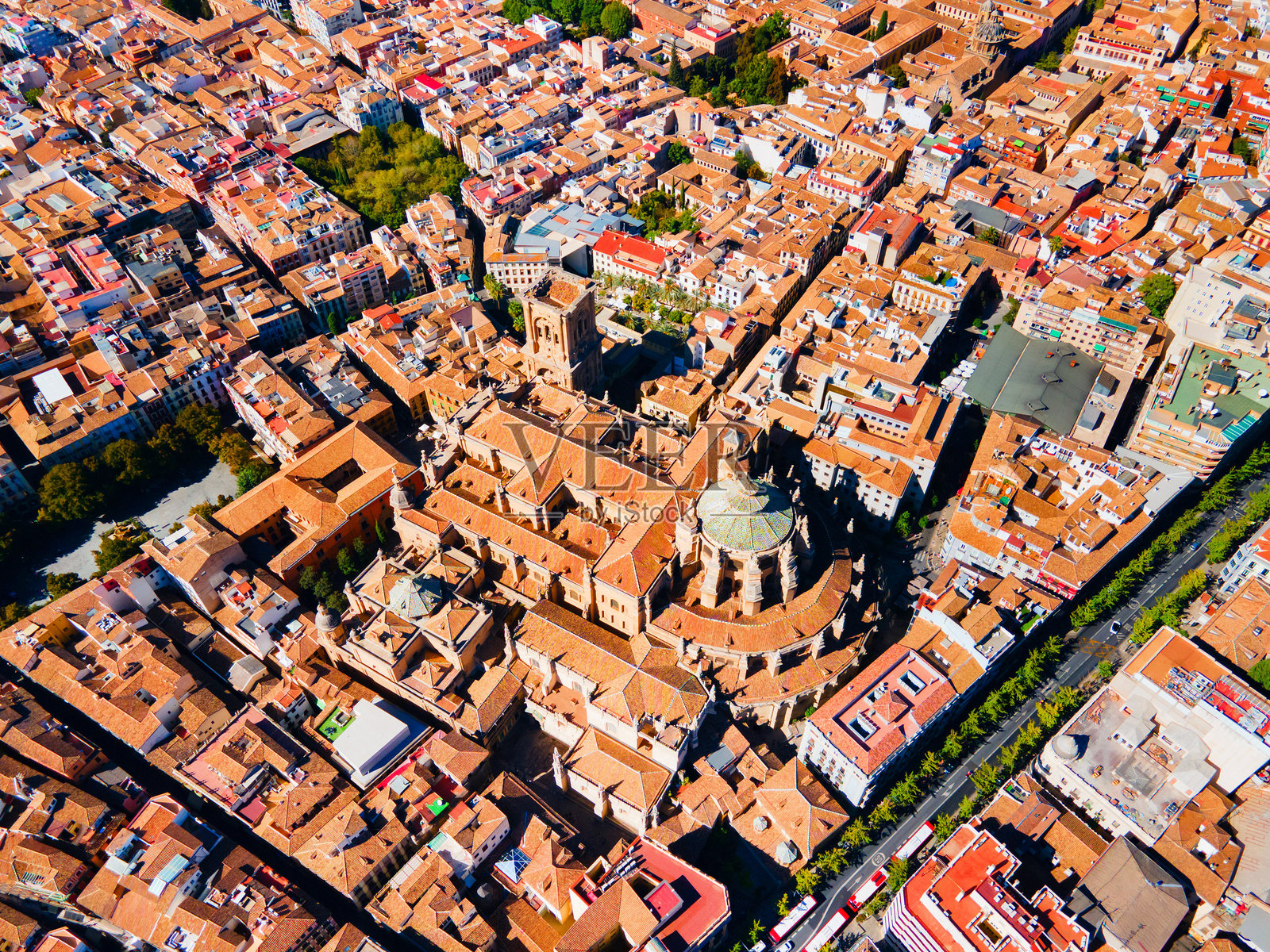 西班牙格拉纳达大教堂城市鸟瞰全景照片摄影图片